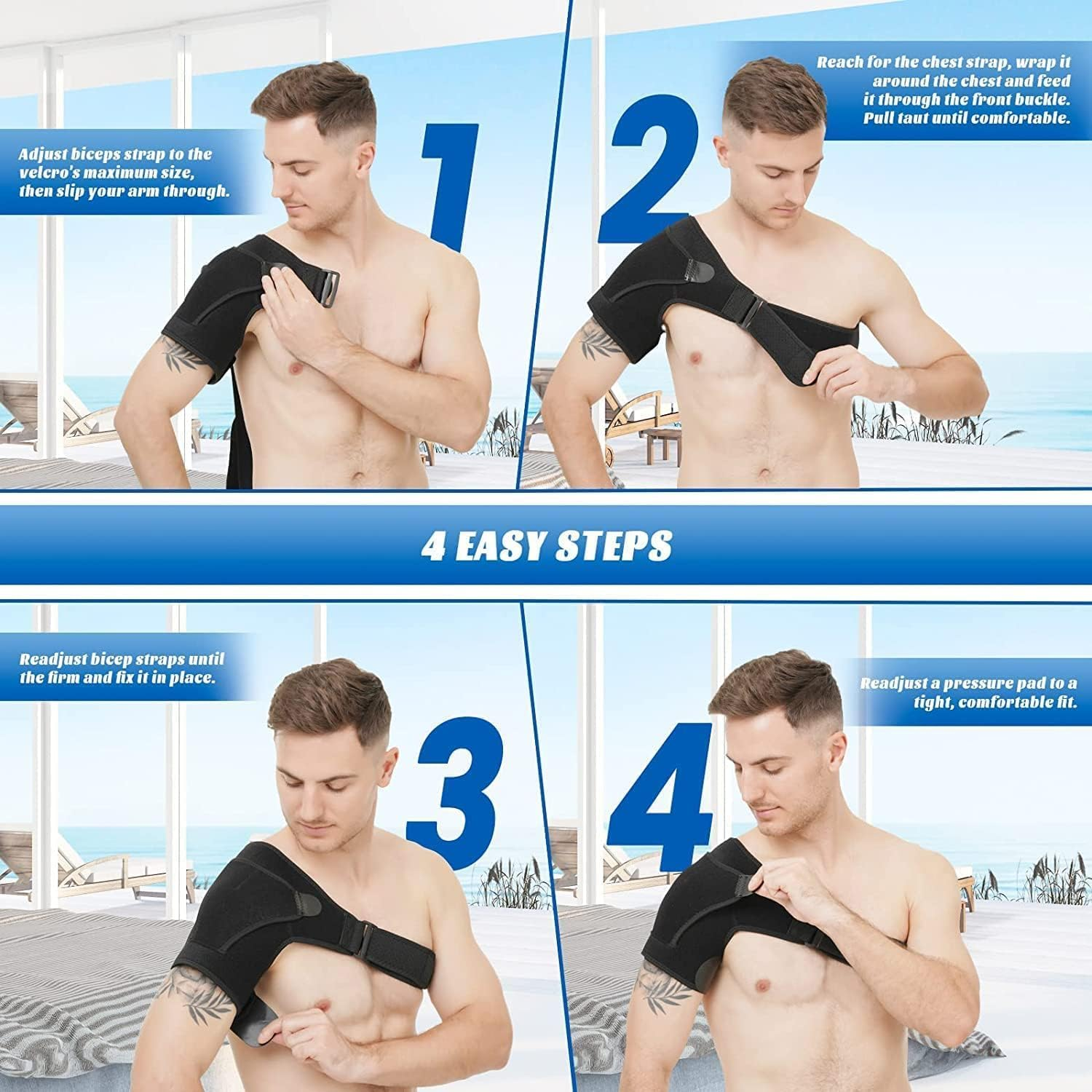 Adjustable Shoulder Support Brace for Men and Women, Shoulder Strap Support for Shoulder Relief Pain, Rotator Cuff Support Fits Left and Right(L-Xl) image number 6