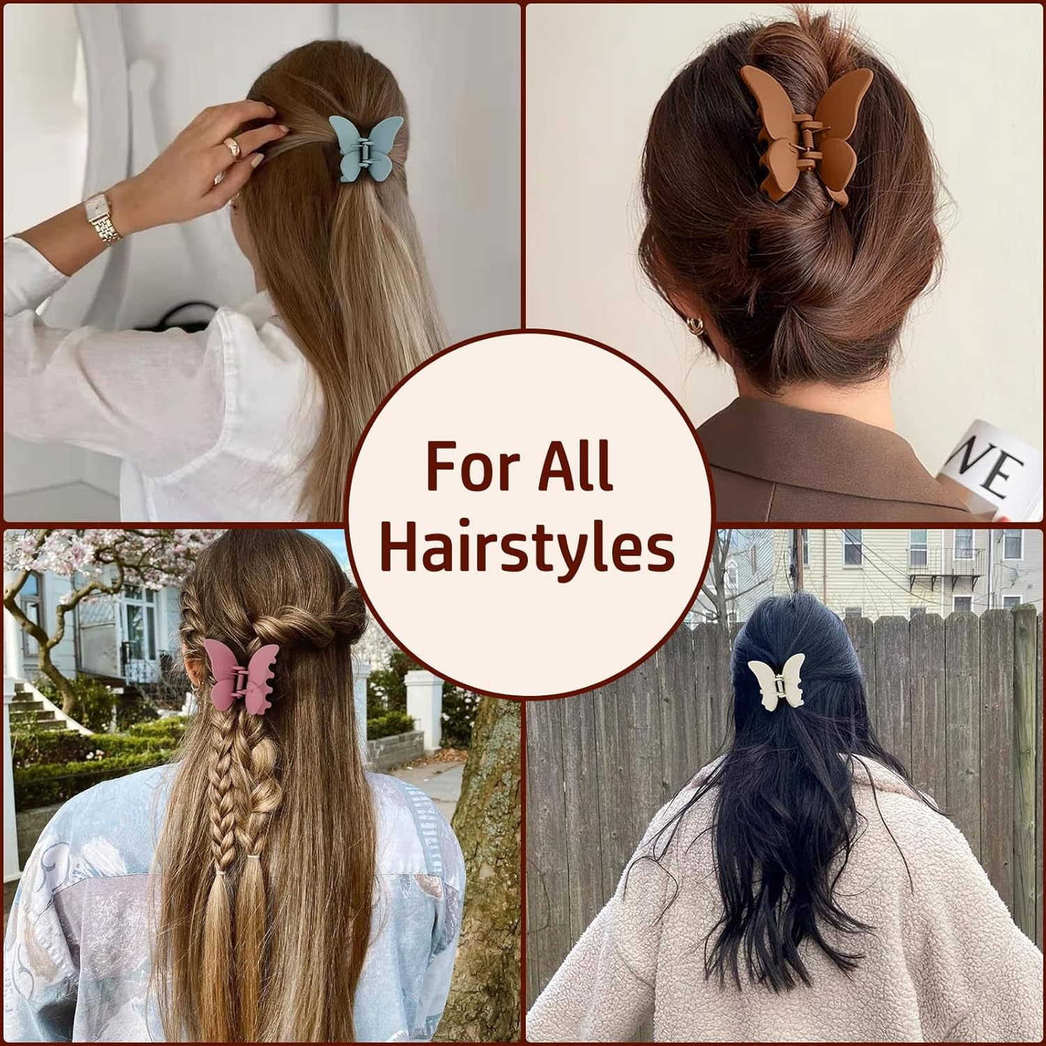 Claw Clip, Hair Accessories for Girls, Hair Clips for Women, Ladies, Cute Multicolor (Pink White Yellow Greenish-Blue) Non-Slip Hair Claw Clip for Thick Thin Long Curly Hair(4Pcs) image number 6