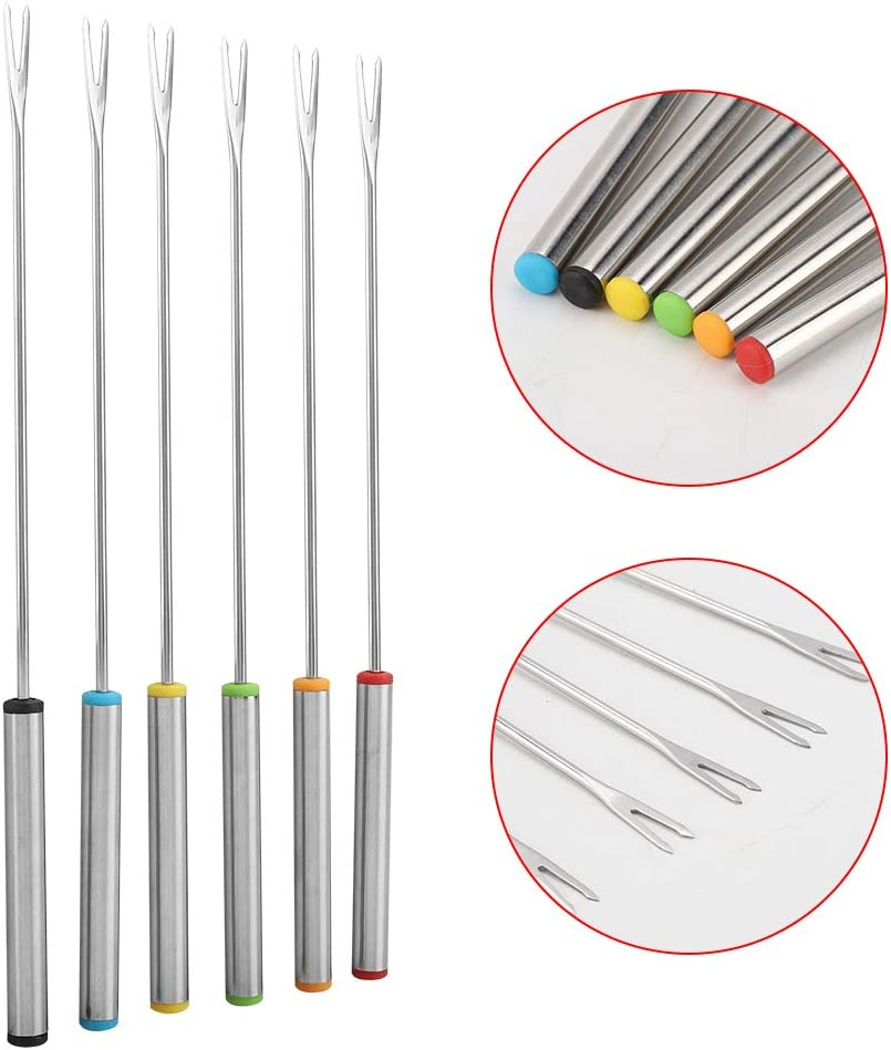 6Pcs/Set Barbecue Fondue Forks Stainless Steel Chocolate Cheese Dessert Fondue Pot Forks Fruit BBQ Meat Kitchen Tool Tableware image number 5