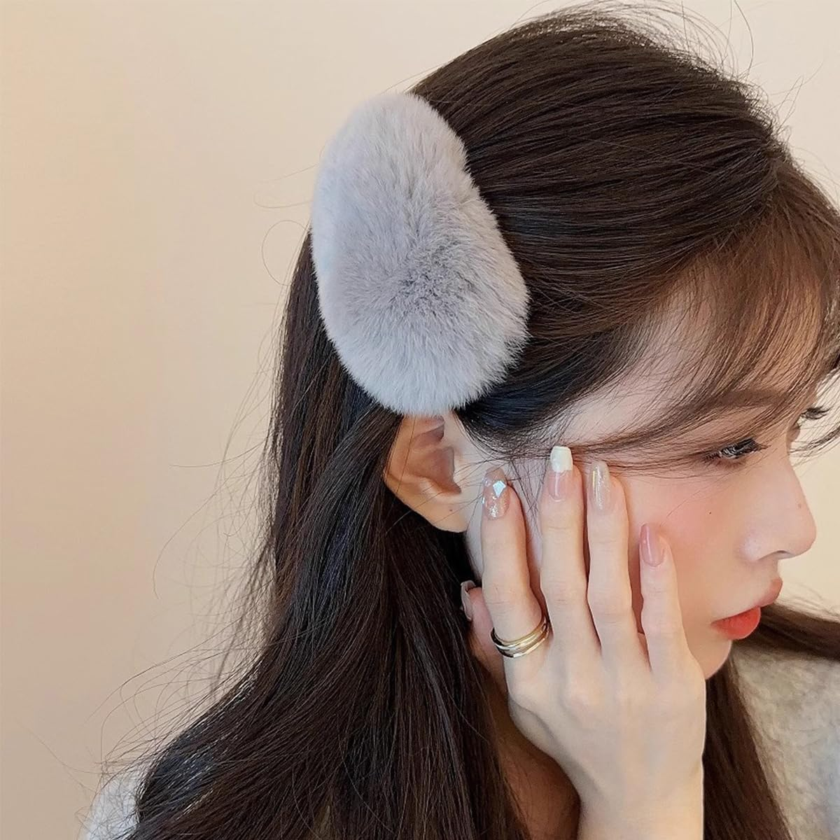 4Ps Women'S Autumn Winter Hair Clips Plush for Styling Large Duckbill Hair Clips Thick & Thin Hair Accessory image number 4