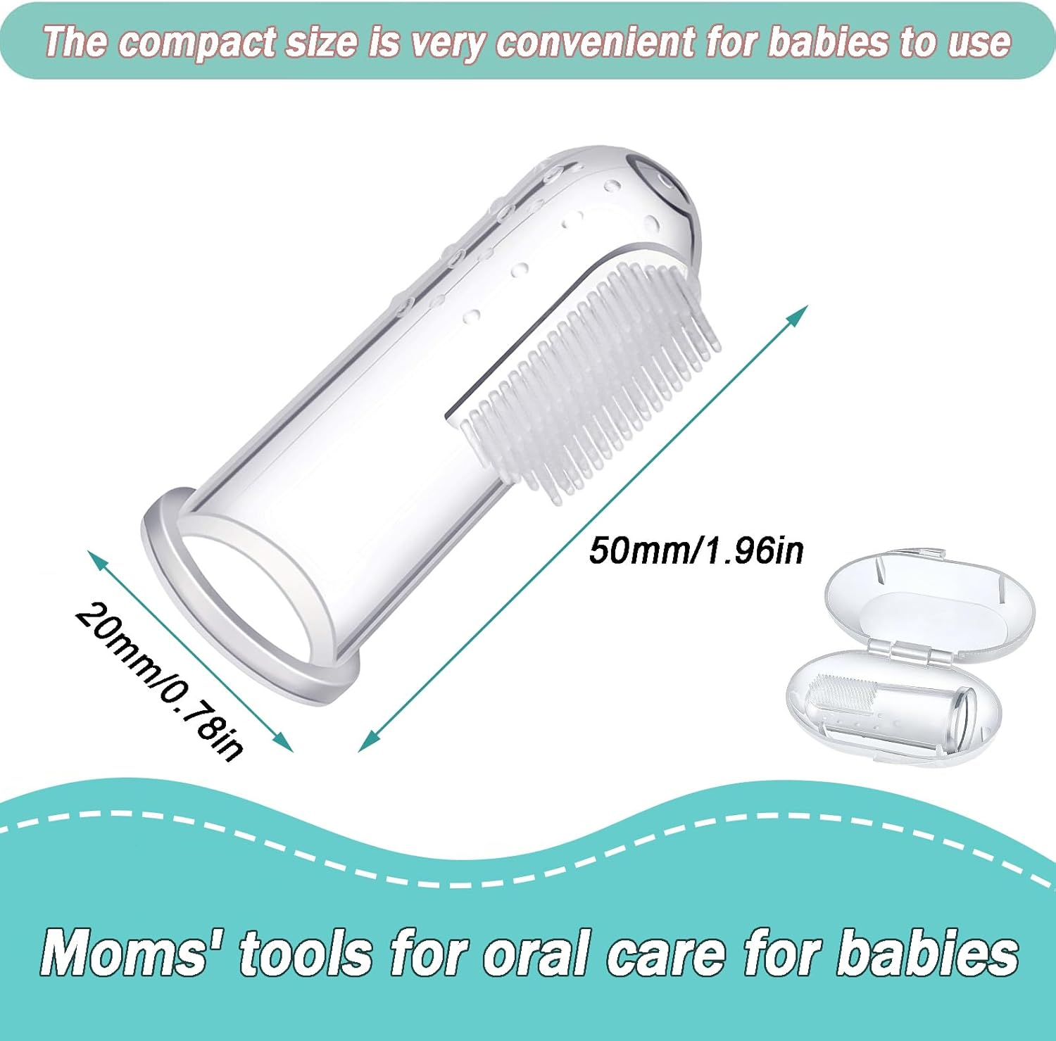 4-Pack Baby Finger Toothbrushes for Teething Training, Silicone Oral Cleaning Brushes with Storage Case - Infant and Toddler Gum Massage Tools image number 4