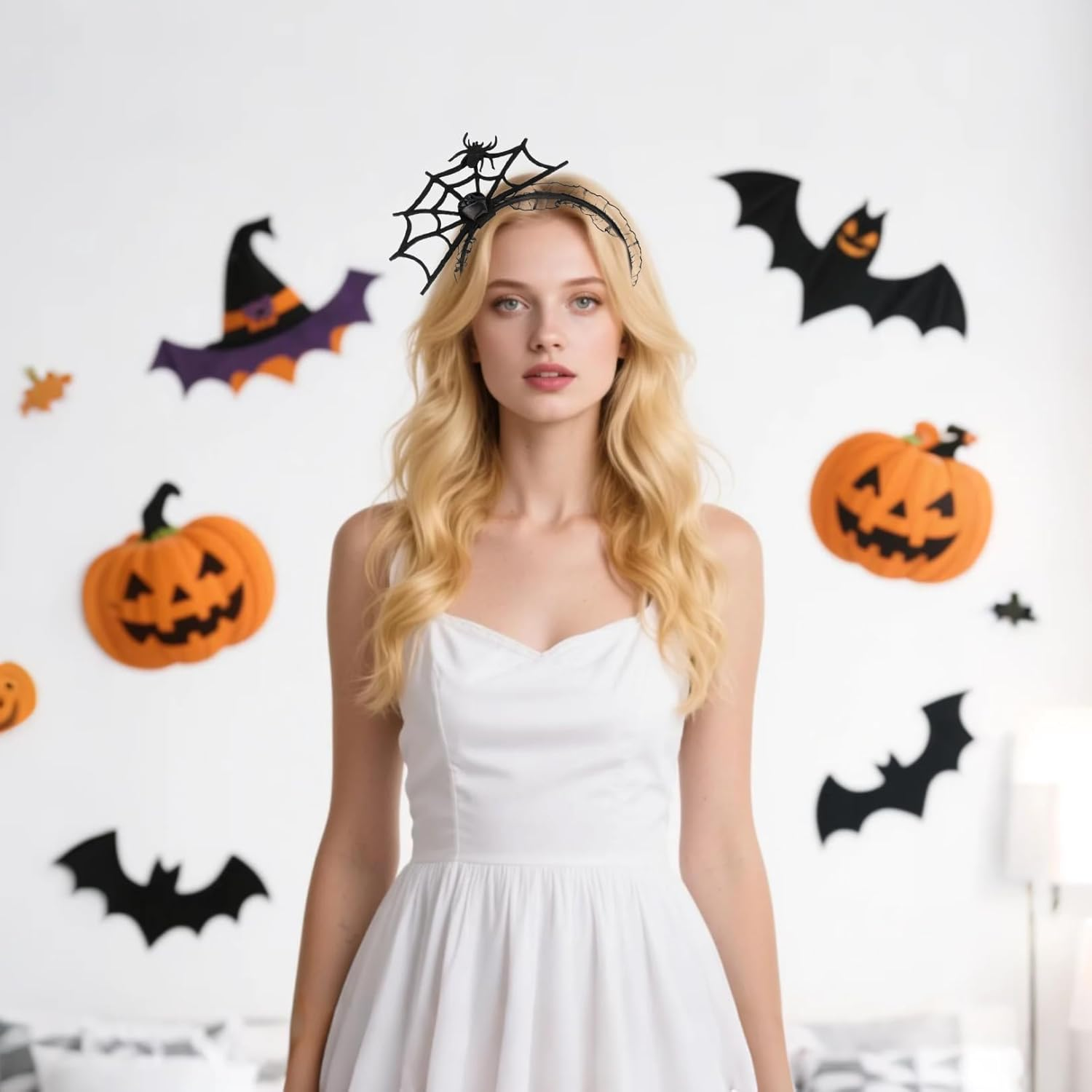 Riewy 1 Piece Spider Web Halloween Headband, Spider Web Headband Halloween Accessories Women'S Hair Accessories Headdress Headband for Halloween Costume Women'S Witch Cosplay Gothic Sexy Hair image number 5