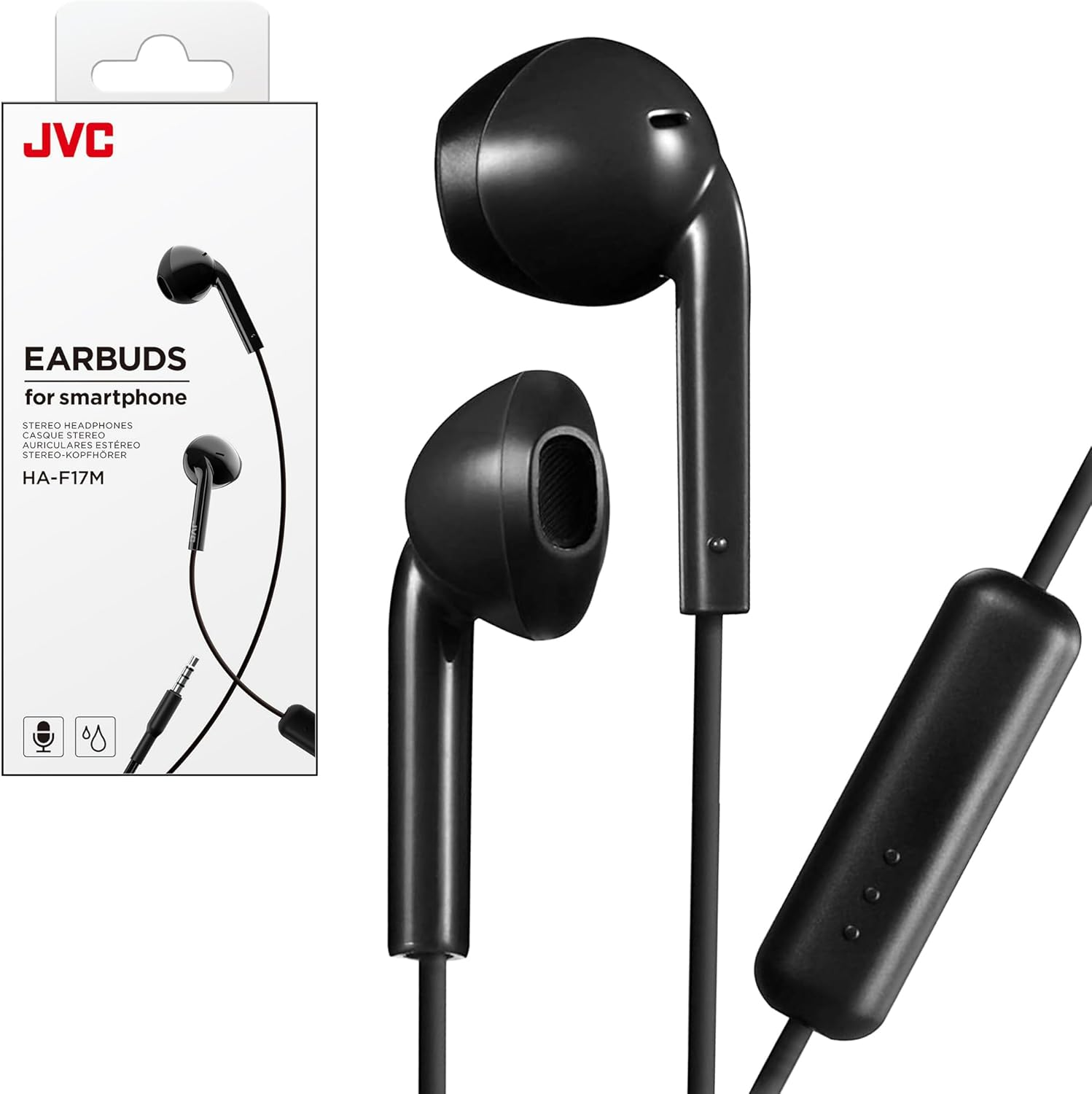 JVC HAF17MW Earbud Headphones with Mic and Remote - White