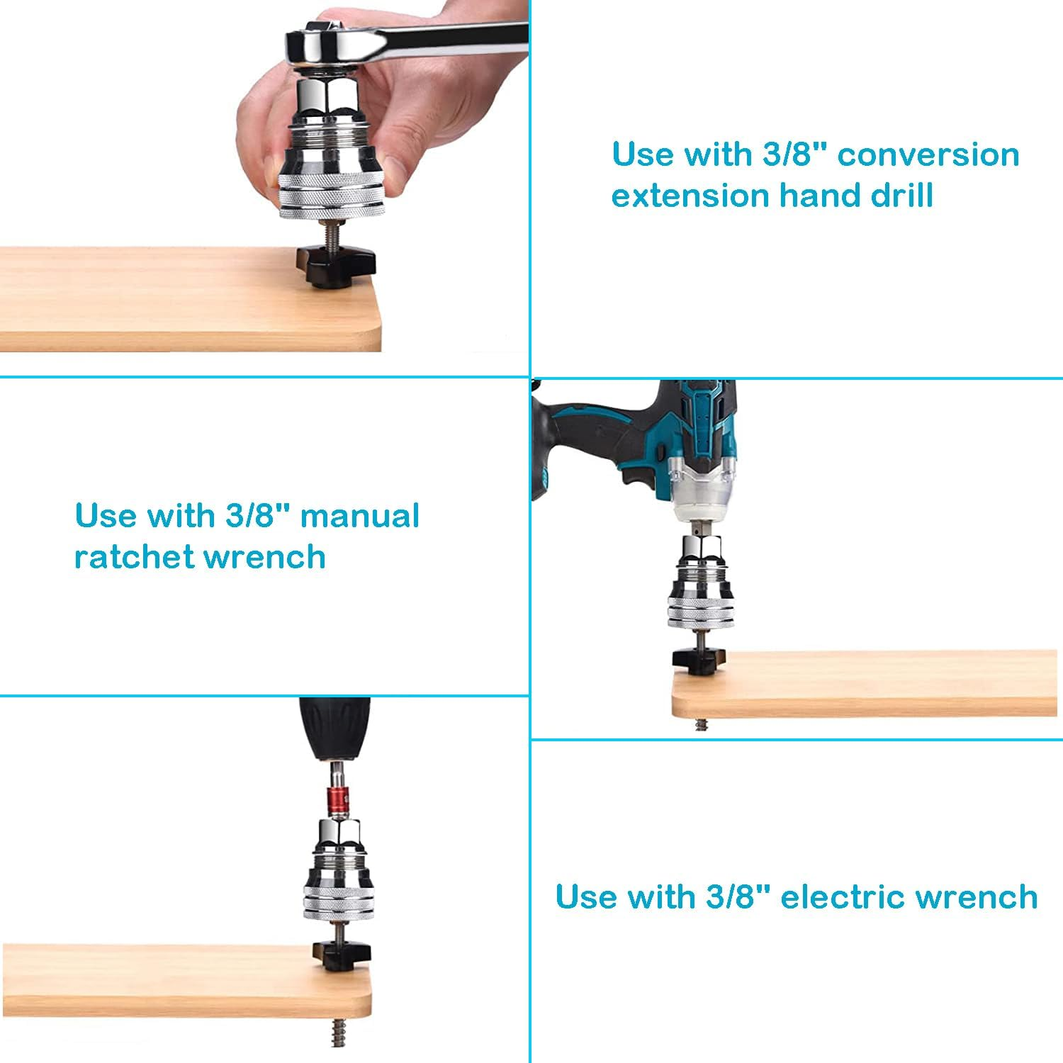 YUENTOEN Adjustable Universal Socket Wrench, Multi-Functional Magic Sleeve Universal Maintenance Tool, 10Mm-19Mm Universal Sockets Tools for 3/8" Drive Ratchet Torque Wrench and Power Drill