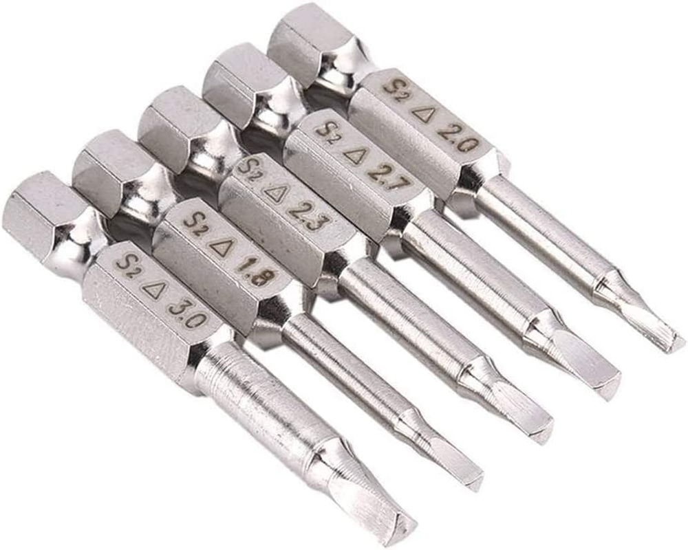 Bestgle 5 Pcs Magnetic Triangle Head Screwdriver Bit Set 1/4 Inch Hex Shank S2 Steel Triangular Tips Screw Driver Bits Electric Power DIY Hand Tool Accessory 1.8Mm, 2Mm, 2.3Mm, 2.7Mm, 3Mm, 50Mm Length image number 1