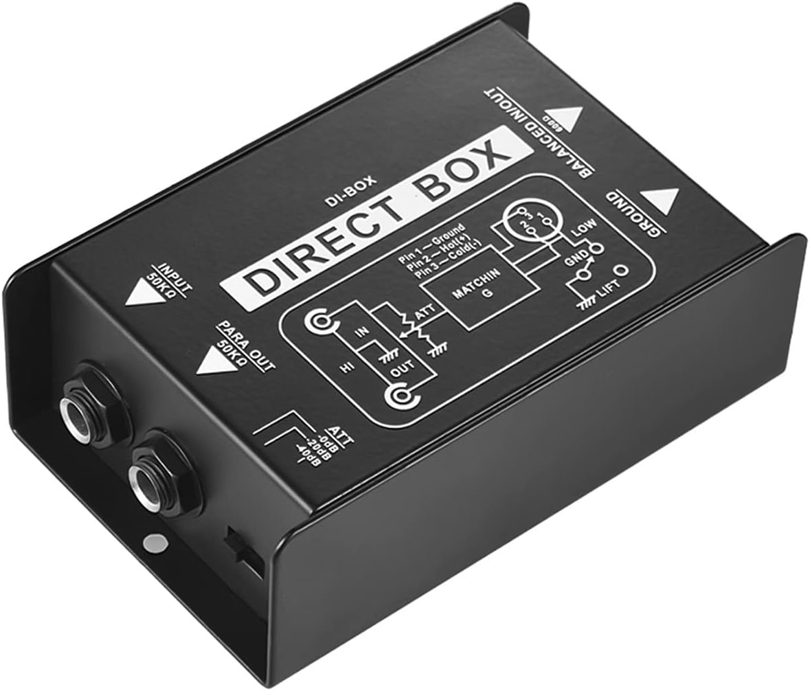 Mingzhe Professional Single Channel Passive Di-Box Direct Injection Audio Box Balanced & Unbalance Signal Converter with XLR TRS Interfaces for Electric Guitar Bass Live Performance image number 4