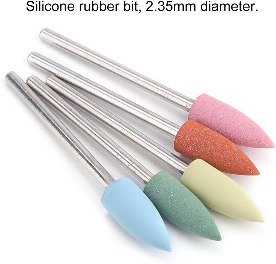 Nail Cutter Attachments, Nail High Gloss Polishing Attachment, Russian Manicure Drill, Nail Drill Silicone Nail Bit, 5 Pieces/Set Rubber Nail Drill Bits Manicure Pedicure Nail Polishing Cutter image number 2
