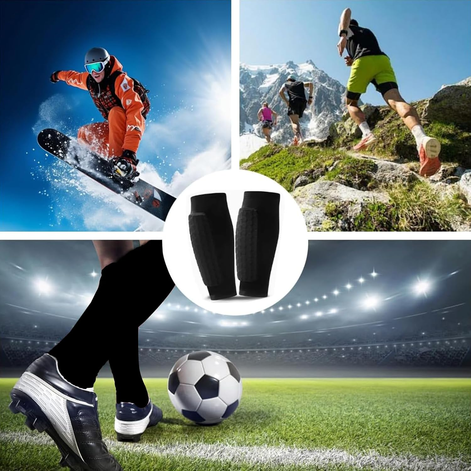 Protective Sleeve 1 Pair Football Shin Pads, Soccer Shin Guards Sleeves Soccer Shin Guards Shin Pads for Adult Calf Compression Sleeve with Honeycomb Pads image number 1