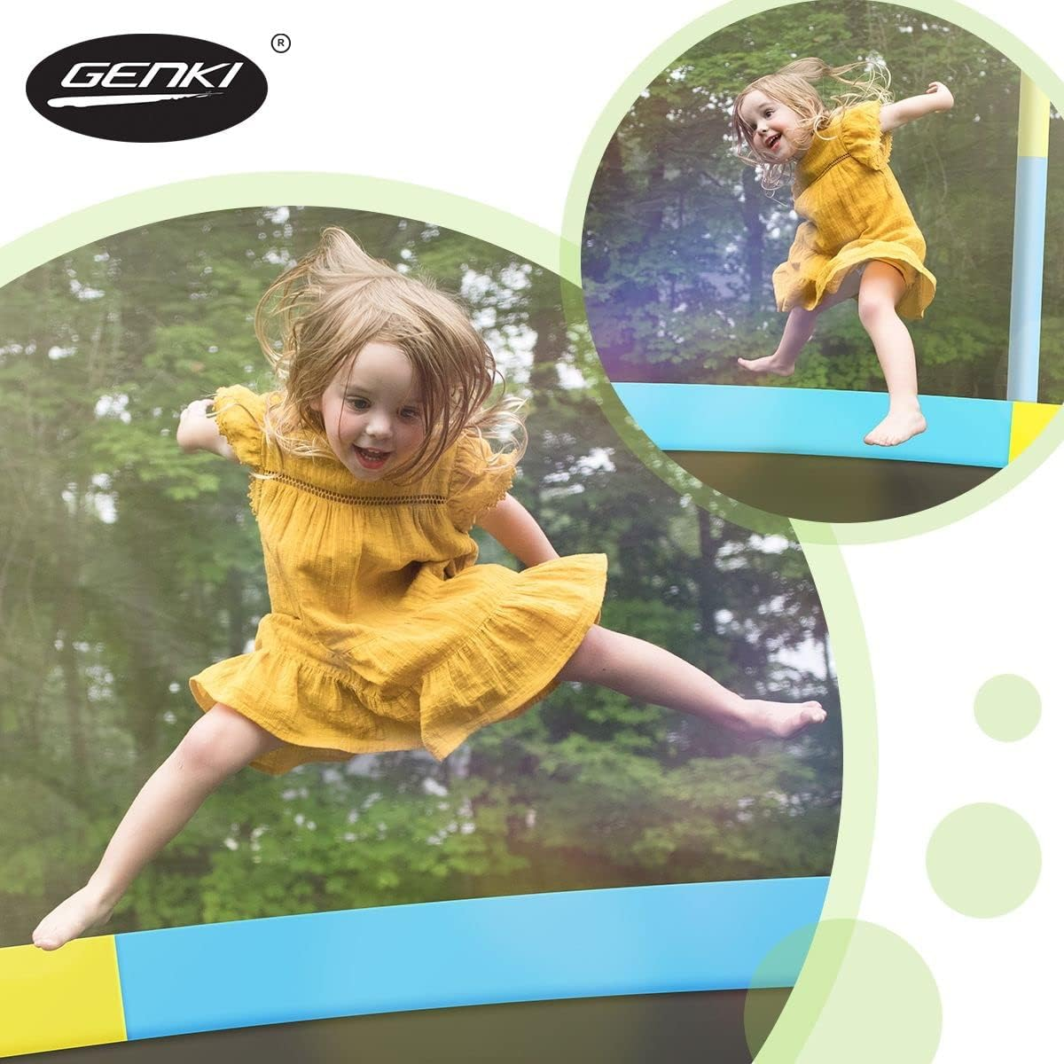 Genki 60" Kids Trampoline round Jumping Indoor Outdoor Rebounder W/Safety Enclosure Net image number 2