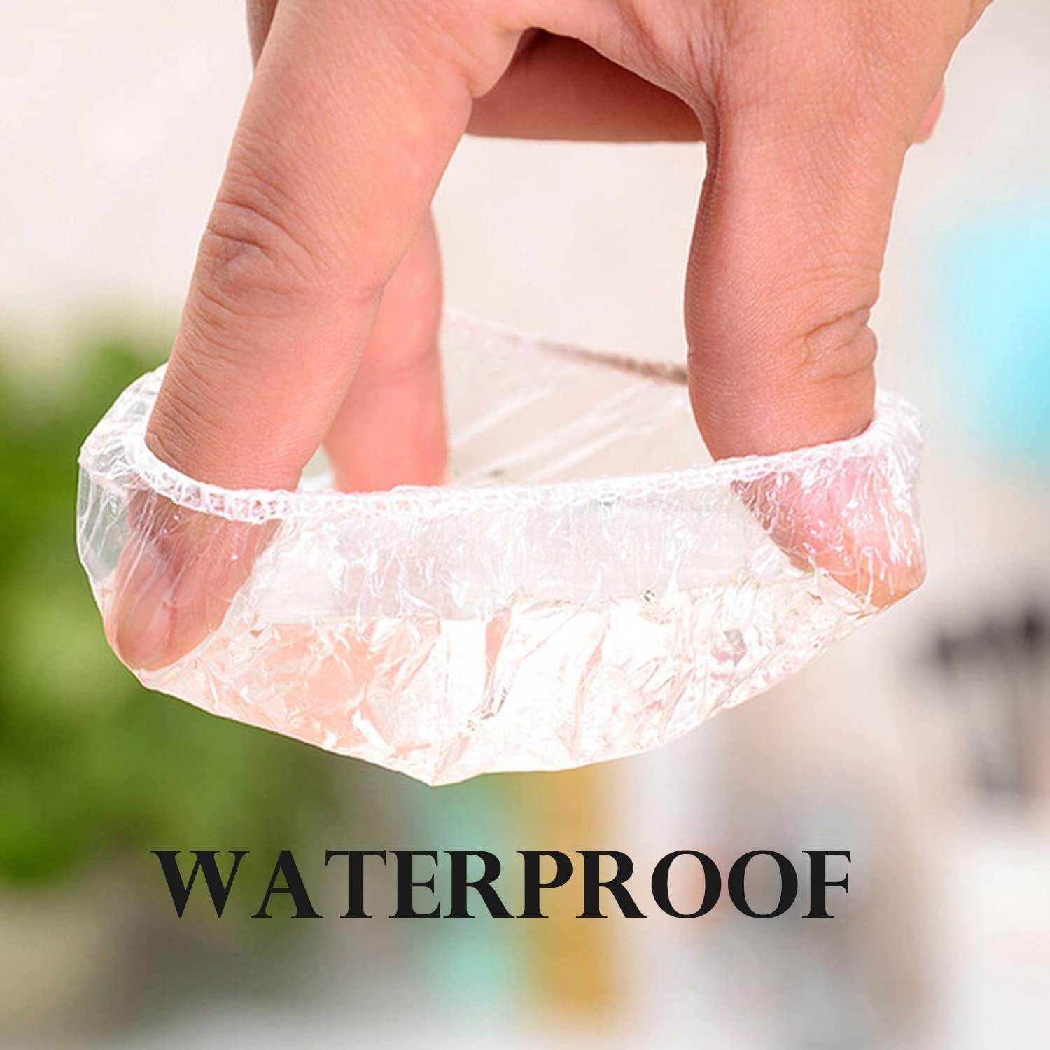 NITAIUN 200 Pcs Clear Ear Protectors Plastic Elastic Waterproof Ear Covers Cap Earmuffs for Hair Dye Shower Bathing Home Use Hotel Spa Hair Salon Treatment (Clear) image number 2