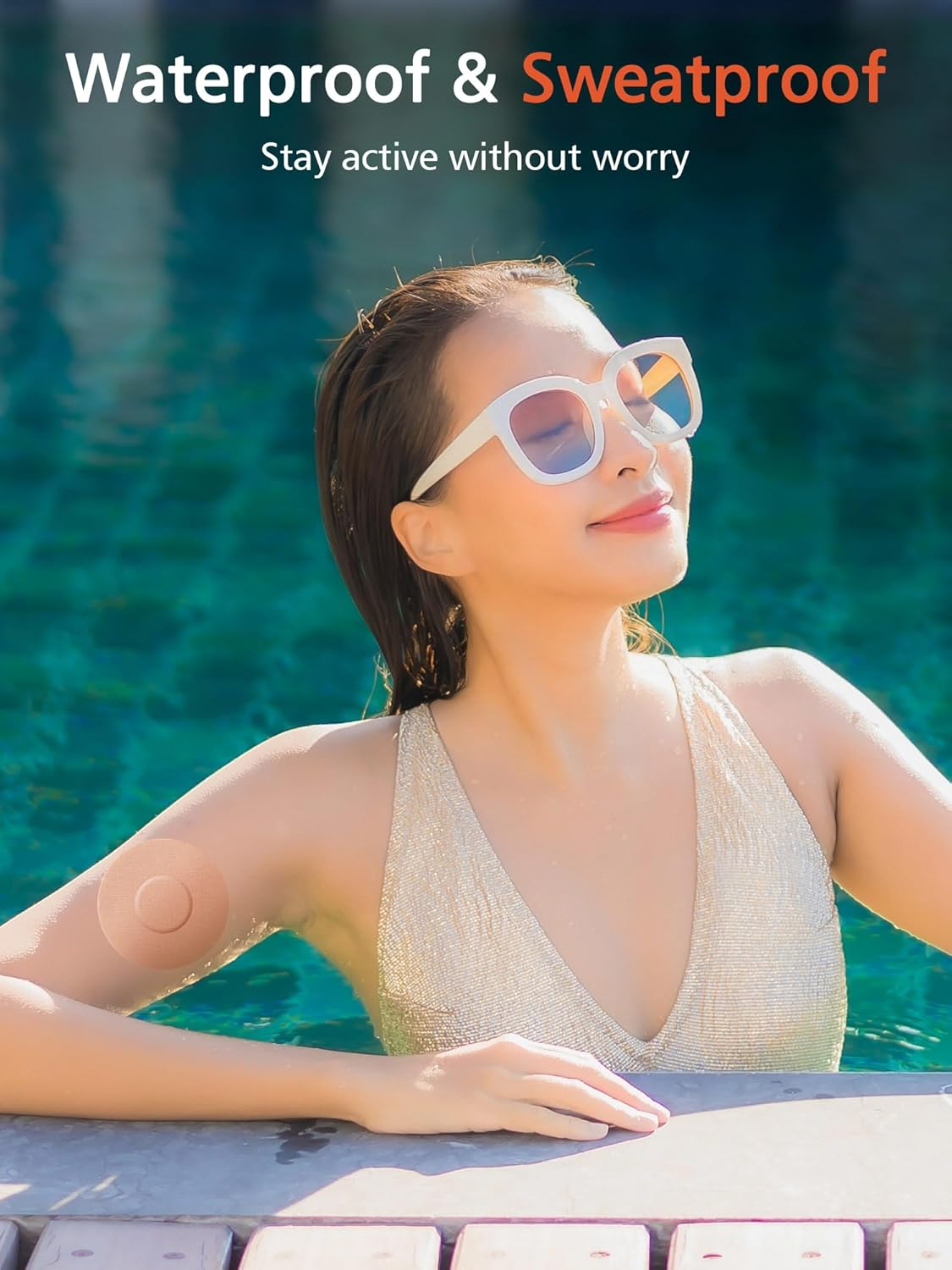 SUNMON 20 Pack Freestyle Libre 2 Covers, Libre 2 Sensor Covers Waterproof Skin-Friendly Long Lasting for 10-14 Days, No Glue in the Center (Skin) image number 5