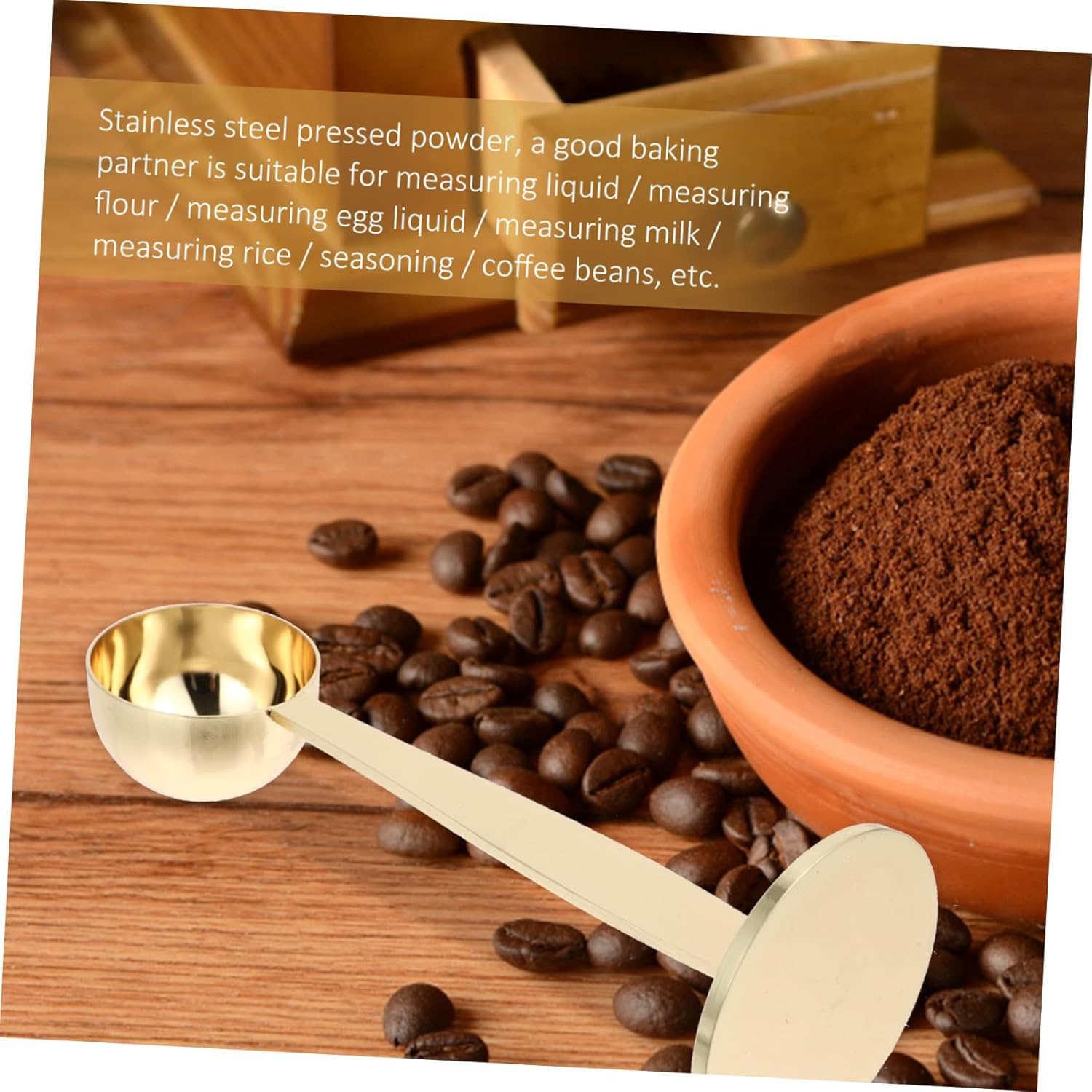 ASAKKURA 2Pcs Coffee Spoon Measuring Scoop for Ground Espresso Powder Hammer Tamper for Dosing Cup - Rose Gold image number 7