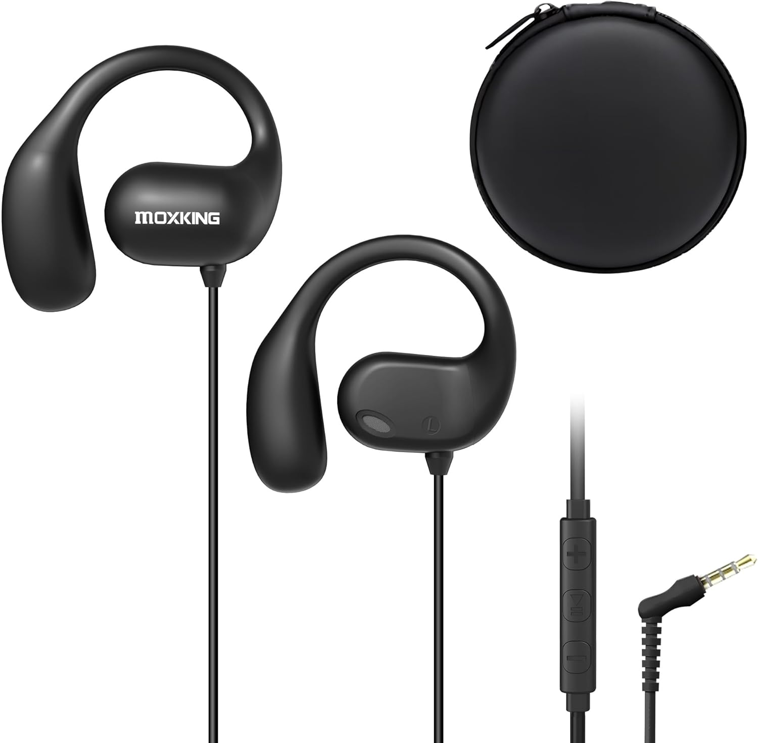 MOXKING Wired Open-Ear Earphone with Microphone Volume Control & Calls with In-Line Controls, 3.5Mm Jack, and Wrap around Over-Ear Hook image number 5