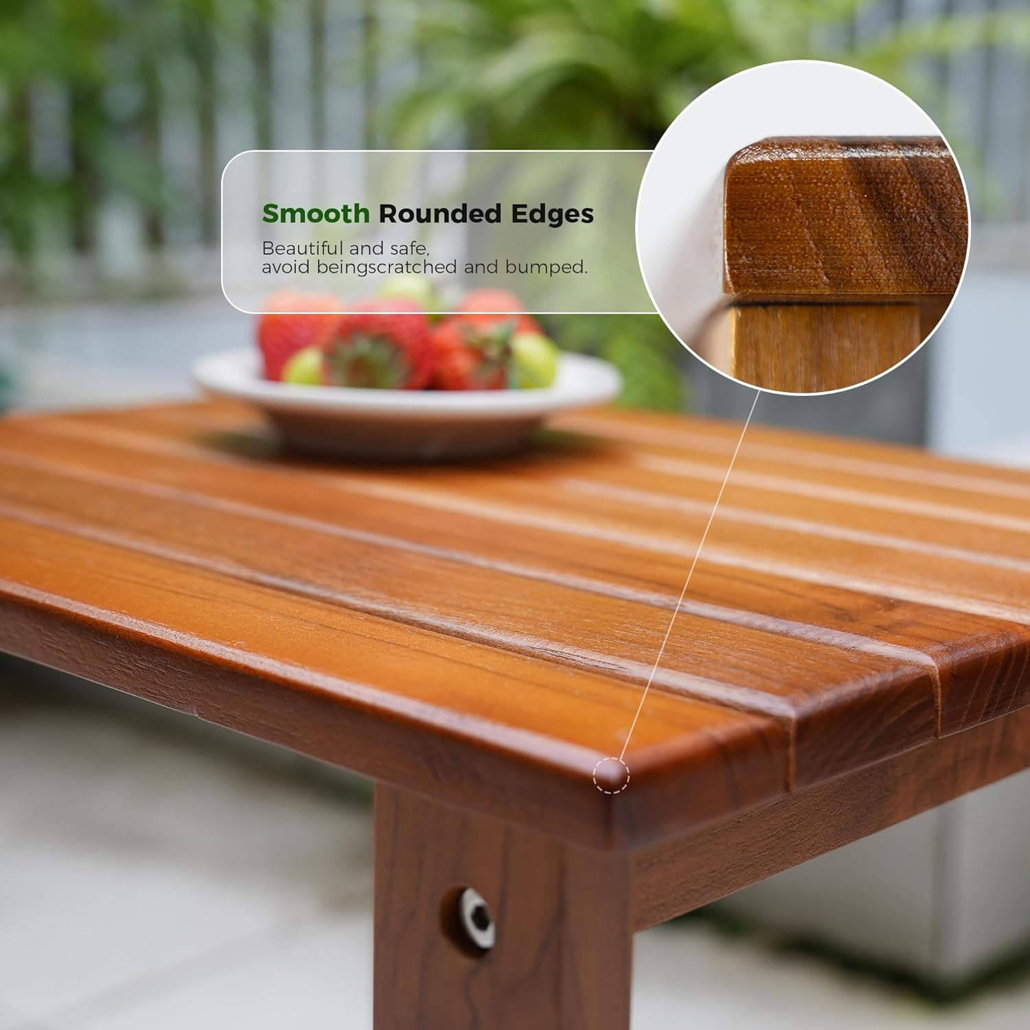 Utoplike Teak Side Table Outdoor, Patio End Table Double Layer, Wooden Coffee Accent Tables for Backyard, Garden, Bed, Living Room, Couch image number 5