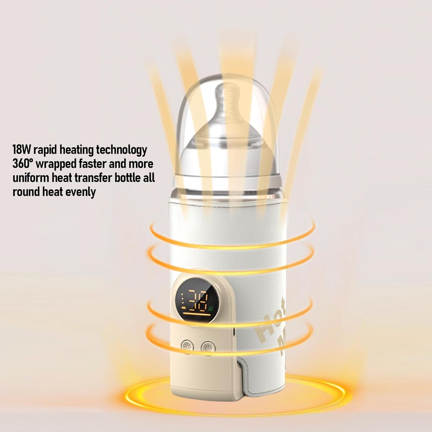 Portable Milk Warmer for Travel, Cordless Milk Bottle Warmer Fast Heating, Universal Baby Bottle Heat Keeper Type C for Breastmilk Formula or Water (10000Mah) - 6000Mah image number 3