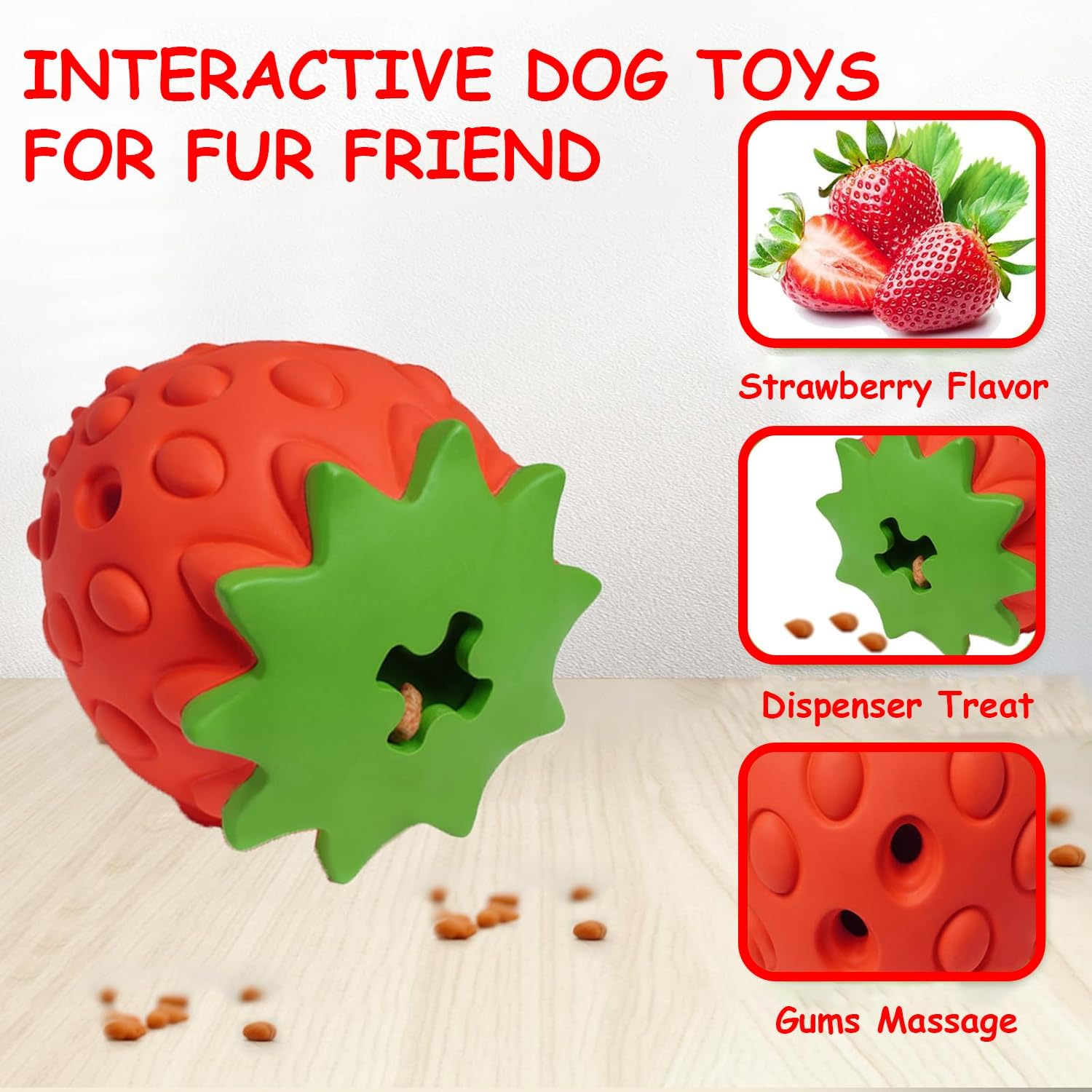 2Pcs Dog Chew Toy,Interactive Enrichment Food & Treat Dispensing Chew Dog Toy,Puppy Slow Feeder Dispenser,Dogs Puzzle Ball Toys for Small Medium Dogs Teeth Cleaning and IQ Training image number 1