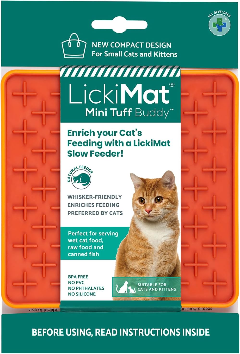 Lickimat Cat TUFF Mini Buddy - Durable, Classic, and Modern Feeding Fun for the Whole Family - Interactive Slow Feeder for Cats - Ideal for Wet or Dry Treats - Enrich Your Cat'S Mealtime Experience