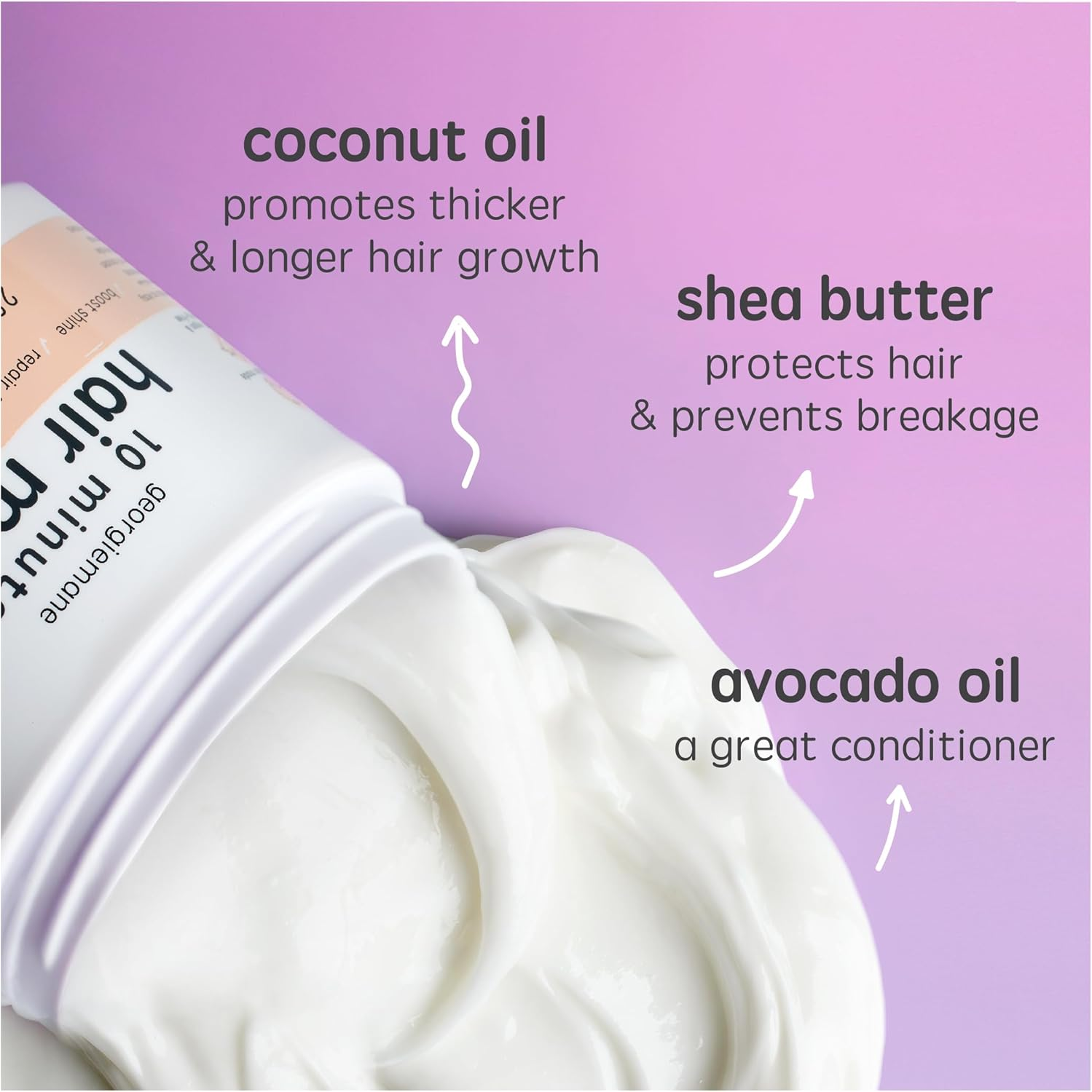 Georgiemane 10 Minute Hair Mask for Dry & Damaged Hair with Shea Butter, Avocado & Coconut Oil | Promotes Thicker Hair Growth | Adds Shine, Safe for Colored & Bleached Hair | for All Hair Types, 220Ml image number 1