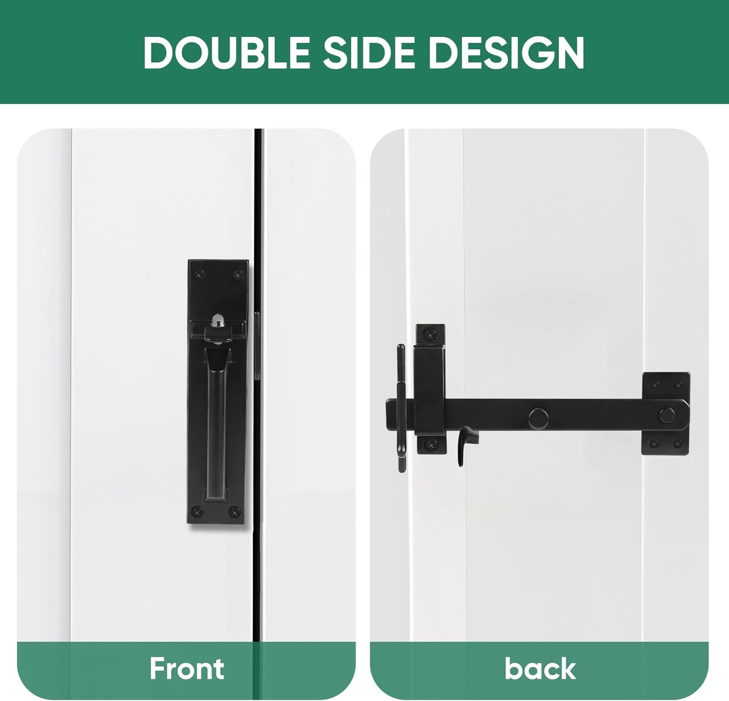JUBEST Heavy Duty Gate Latch, Two Sided Gate Latch, Gate Latches for Outdoor Fence, Wooden Gates, Pool Gate, Backyard, Garden, Black image number 1