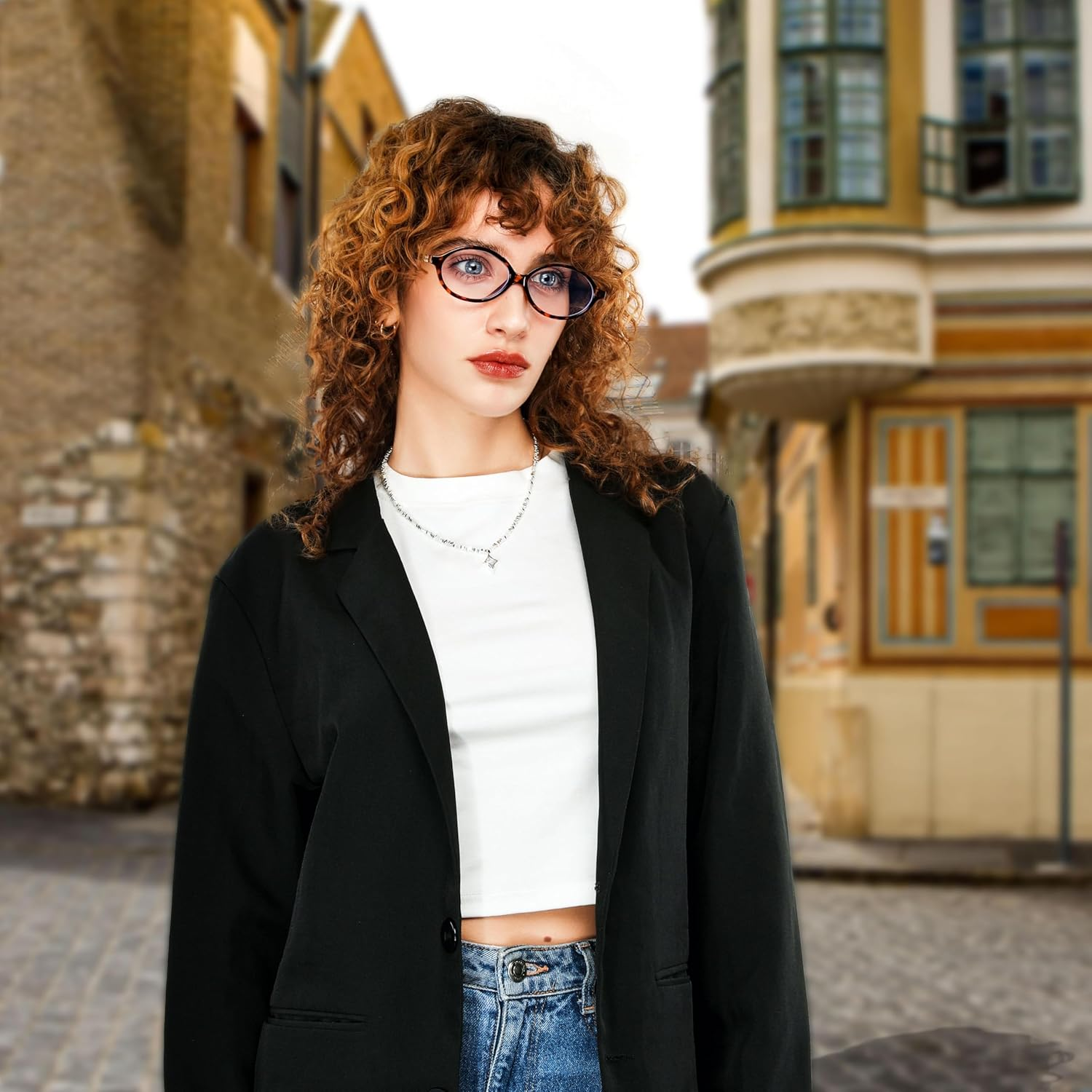 FEISEDY Vintage Oval Glasses for Women Men Retro Tortoise Blue Light Blocking Glasses Small Fake Nerd Eyewear Frames B0254 image number 2