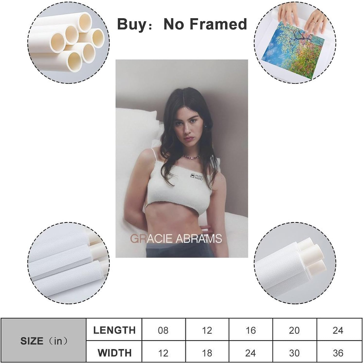Gracie Abrams_0 Gracie Abrams Poster Poster Canvas Painting Wall Art Picture Home Decor Print for Bedroom Living Room Dorm Study Bar Office 16X24Inch(40X60Cm) Unframe-Style image number 2
