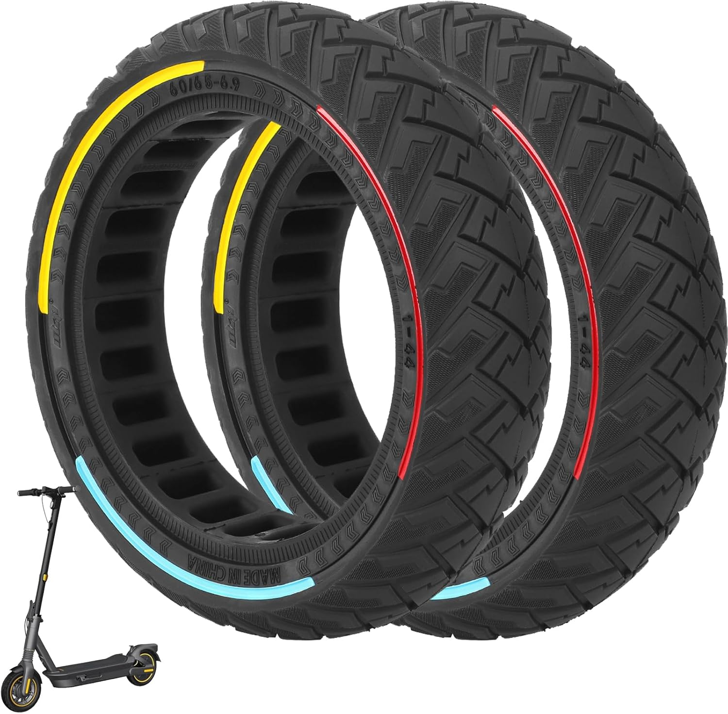 60/65-6.9 Replacement Wheels Solid Rubber Tyres 10 Inch Solid Tyres for Ninebot Max G2 G2D G2E G65 F3 F3 Pro Electric Scooter Rear Replacement Tyres Solid Tyres Non-Slip Puncture Proof (Colour image number 2