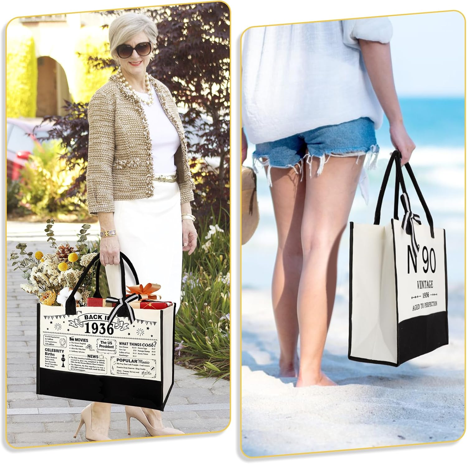 Yeohjoy Birthday Gifts for Women Canvas Tote Bag & Cosmetic Bag & Back in Poster, Gifts for Wife/Mom/Sister/Aunt/Friends/Her image number 5