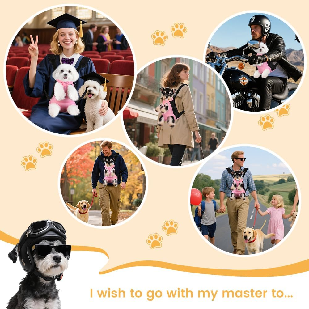 Inspack Dog Cat Backpack Carrier, Adjustable for Small Medium Dogs, Front Chest Pet Carriers, Puppy Sling, Holder Papoose for Cat Body【Small Size】 image number 3