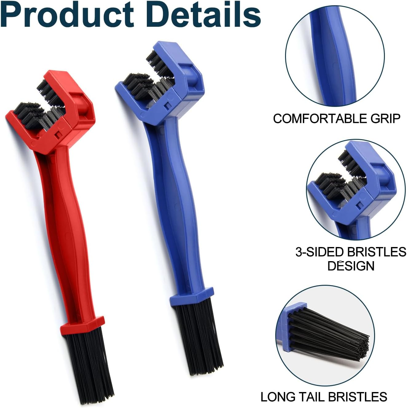 2 Pcs Chain Cleaning Brush, Funcyboo Bike Motorcycle Chain Washer Bike Chains Scrubbing Brush for Mountain Bikes Motorcycle Chains (Red and Blue) image number 1