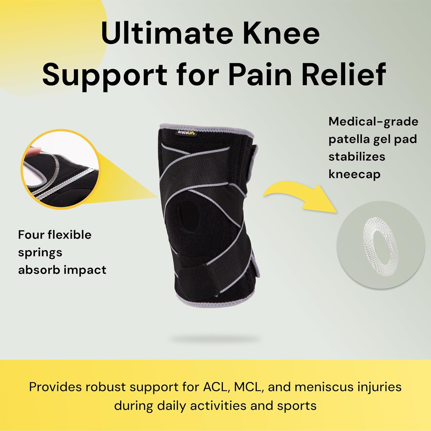 Braceup Knee Brace with Side Stabilizers & Patella Gel Pads - Ultimate Knee Support for Knee Pain, Arthritis, and Patella Stabilization (L/XL) image number 3