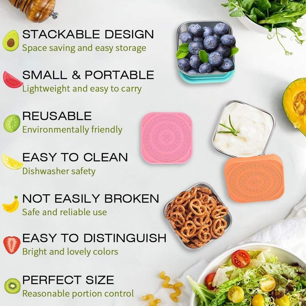 6Pack 6Oz Stainless Steel Snack Containers for Kids, Easy Open Leak Proof Metal Toddler Snack Containers with Silicone Lids, Reusable Food Storage Lunch Boxes for Daycare School Travel Picnic image number 5