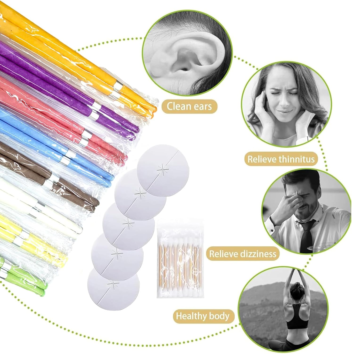 10-Pcs Organic Ear Candles with Lavender Infusion，Gentle Ear Cleaner for Sensitive Skin，Safe Ear Wax Removal with Eco-Friendly Tools (Yellow, 12Pcs) image number 3