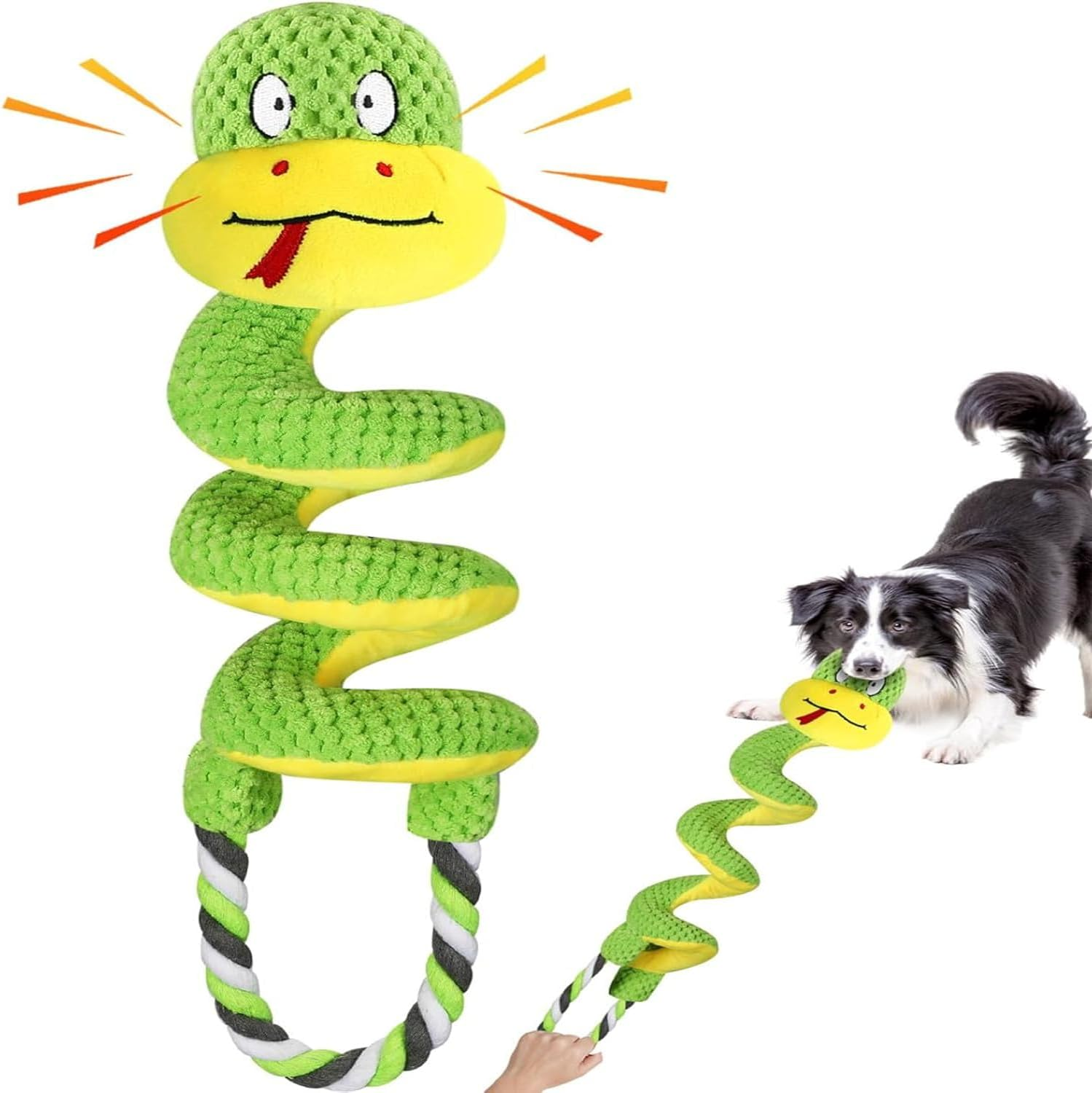 Chew-Resistant Dog Rope Toy with Squeaker & Crinkle Paper | Interactive Puppy Toys for Anxiety Relief & Dental Care | Tough Chew Toys for Small, Medium, and Large Dogs