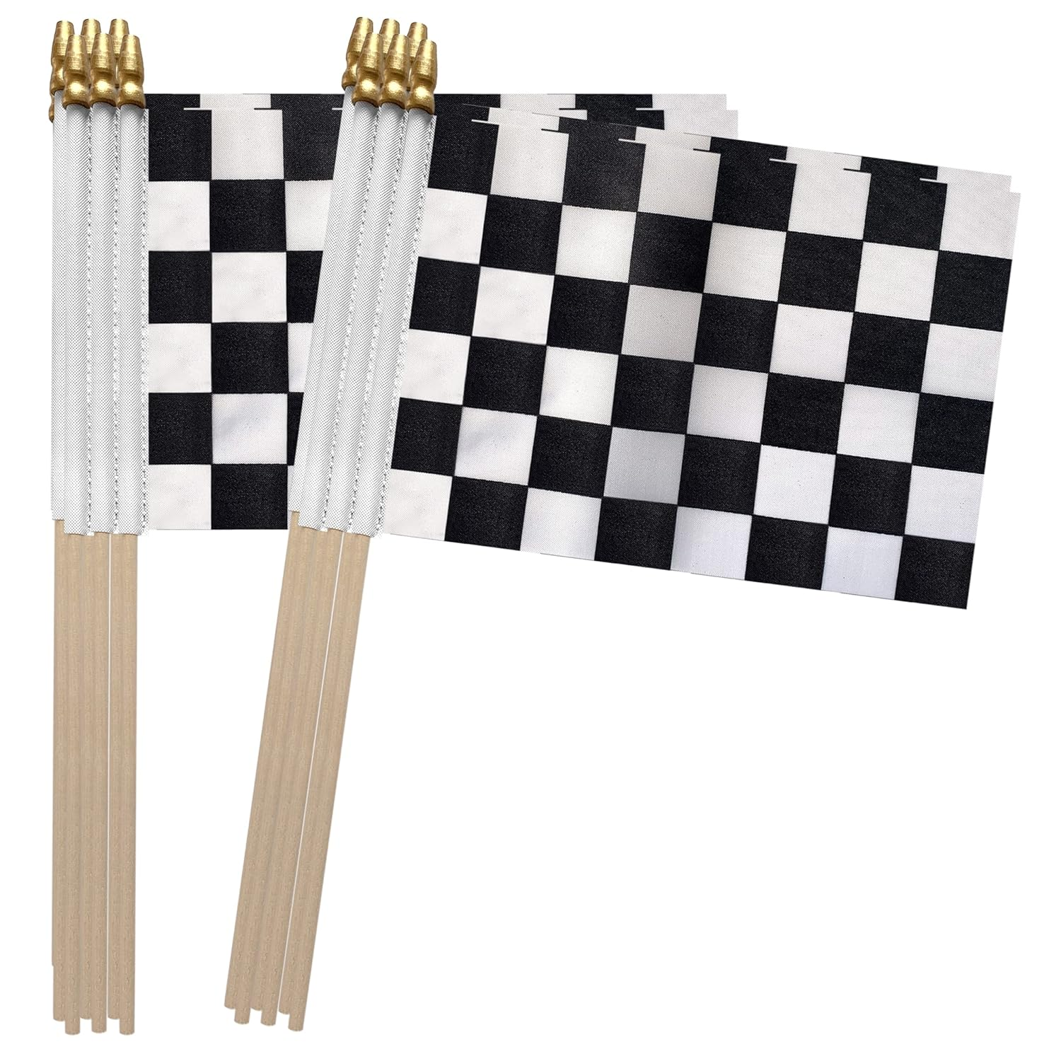 TSMD Checkered Black and White Racing Stick Flag Small Mini Hand Held Race Car Flags Party Decorations, 5X8 Inch,12 Pack image number 5