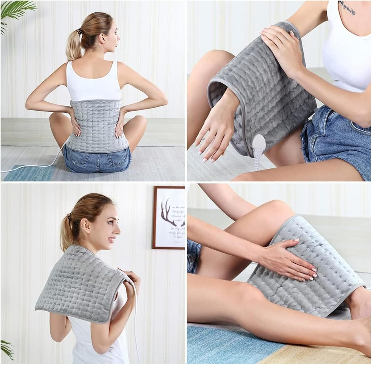 Electric Heating Pad for Back Pain Relief, Heating Pads for Cramps, Auto Shut Off, Machine Washable, Heating Pad for Neck and Shoulder, Knee, Arms, Legs, Etc. (Silver Gray, 30 X 60 Cm) image number 6