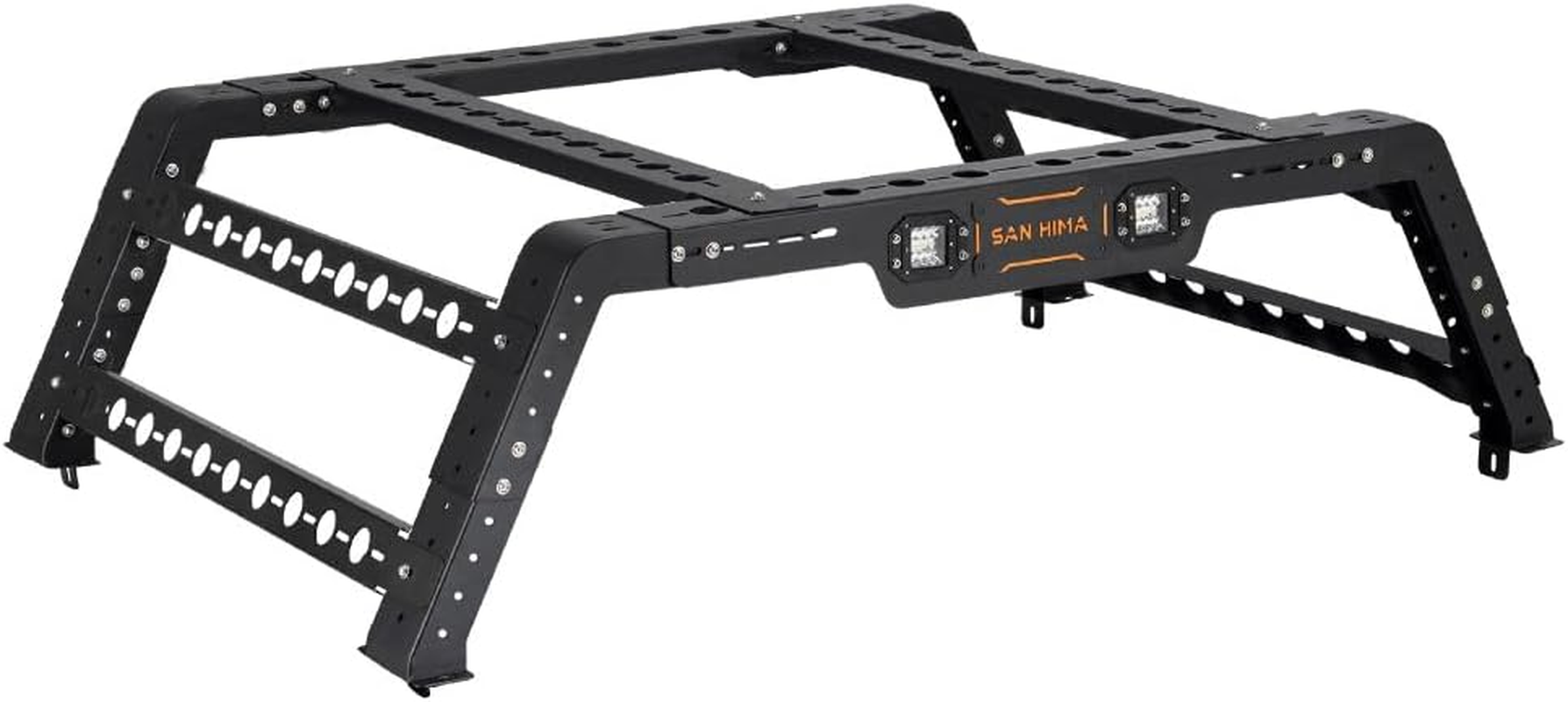 SAN HIMA Overland Bed Rack - 1110-1765MM Width Adjustable Truck Bed Rack with Pair LED Auxiliary Lights, for Universal Pickup Trucks UTE, 300KG Load Capacity image number 1
