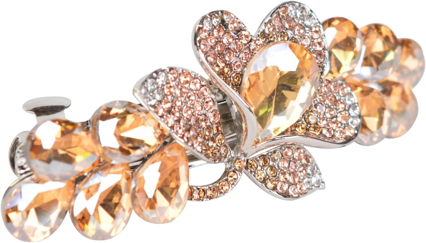 Sankuwen Flower Luxury Jewelry Design Hairpin Rhinestone Hair Barrette Clip(Style C,Champagne) image number 1