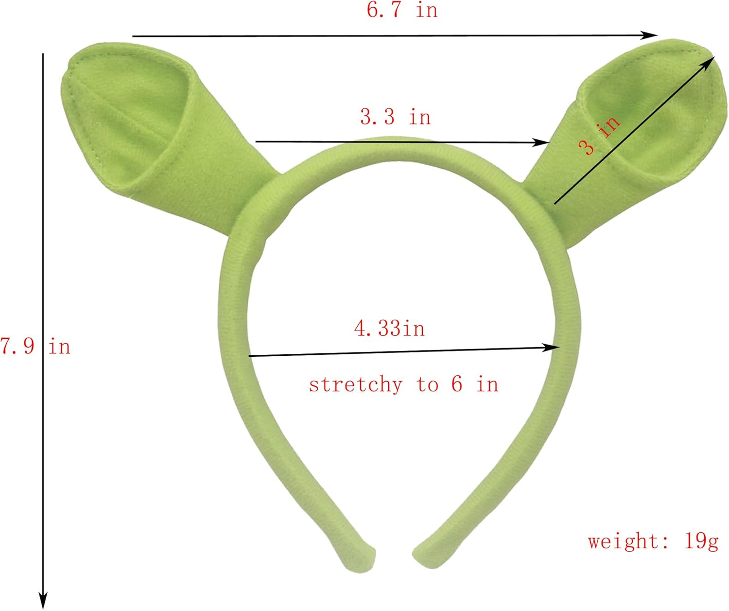 Sheliky Green Ogre Ears Headband Halloween Dress up Party Favors Women Men Teens Cosplay Festival Theme Party Accessories image number 4