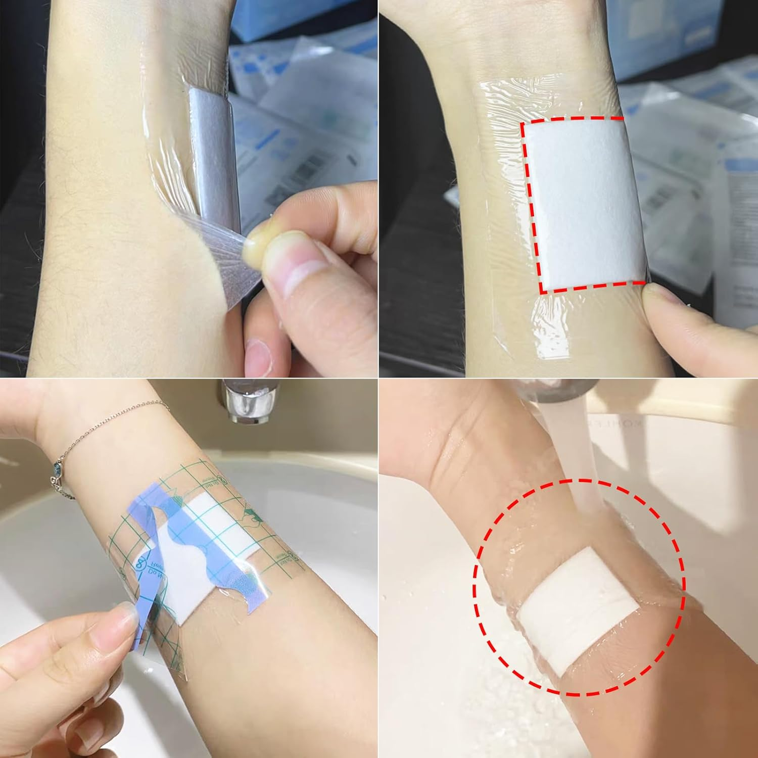 Waterproof Wound Dressings,Sterile Dressing Pad Adhesive Bandage Patches,Individually Wrapped,10Cmx10Cm,20Pcs image number 4