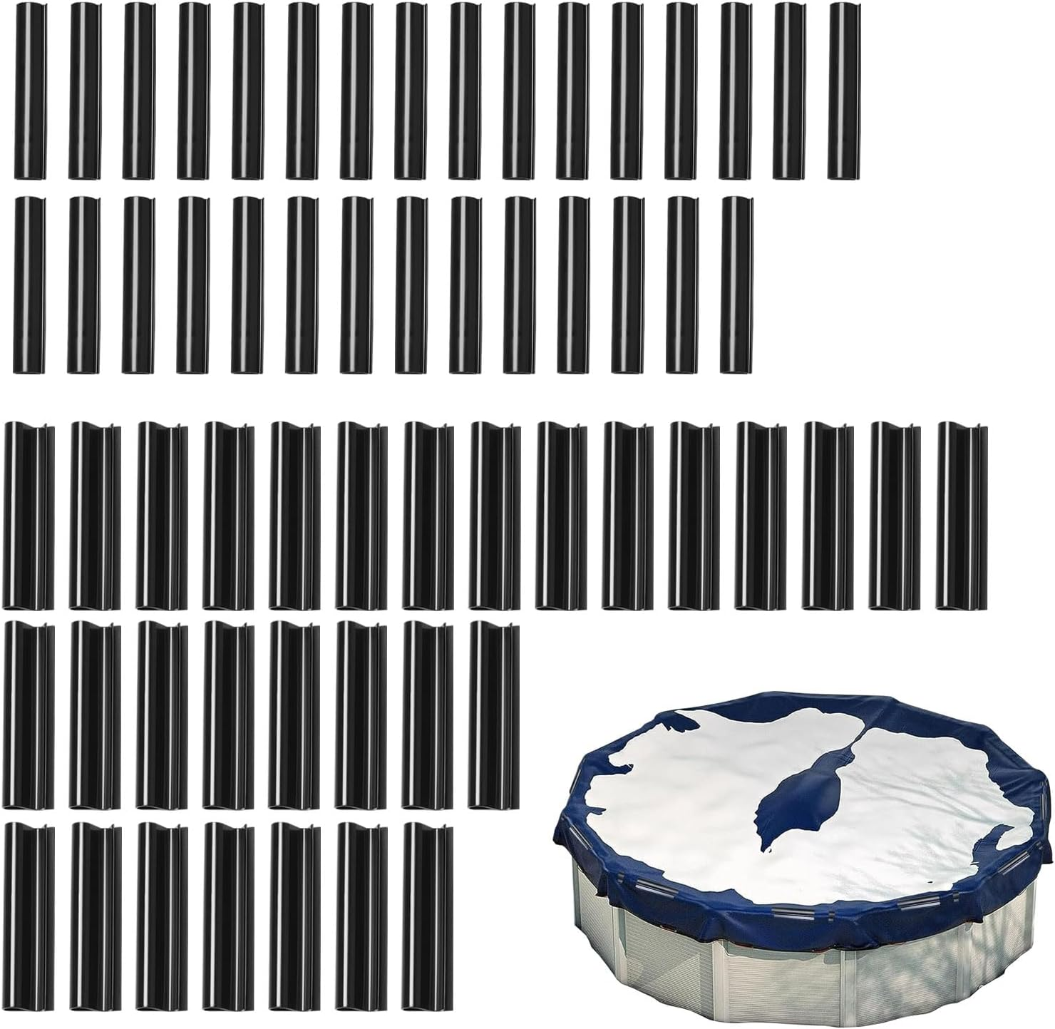 60 Pcs Winter Pool Cover Clips for above Ground Pools, 2 Shapes Pool Clips Pool Cover Clamps Black 4.7 Inch Pool Wind Guard Clips to Protect Swimming Pools image number 2
