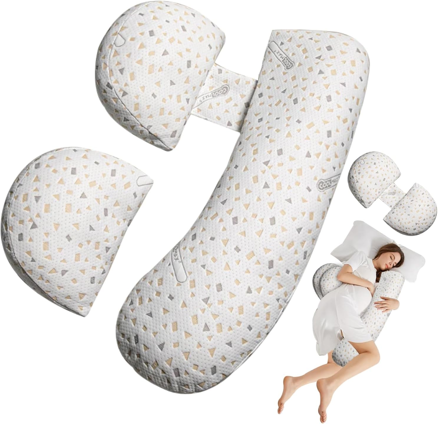 Pregnancy Pillow for Sleeping, Maternity Pillow Support for HIPS, Backs, Legs, Maternity Pillow with Detachable and Adjustable Pillow Cover