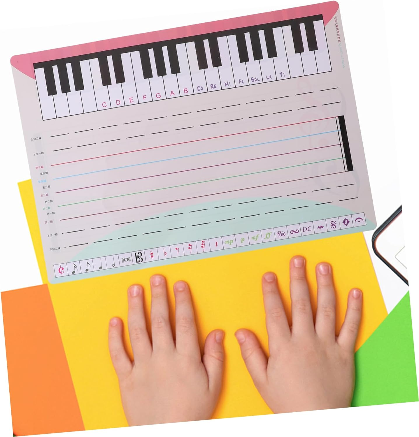 VILLFUL Musical Note Teaching Whiteboard Reusable for Piano Keyboard Erasable Music Exercise Board for Home Office image number 3
