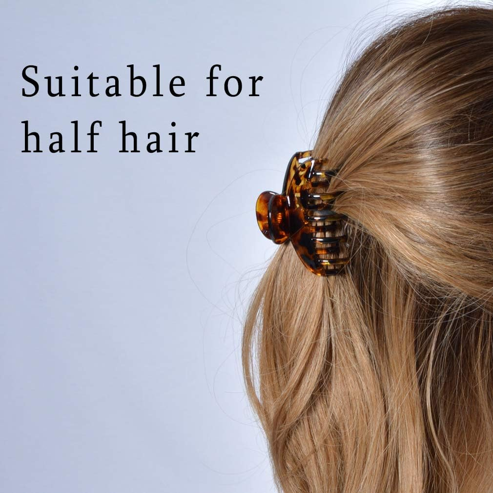 DEEKA 3 PCS 2.5 Inch Tortoise Shell Hair Claw Clips Double Row Teeth Plastic Hair Jaw Clips Hair Barrettes Thick Medium Thin Hair Clips for Women image number 5