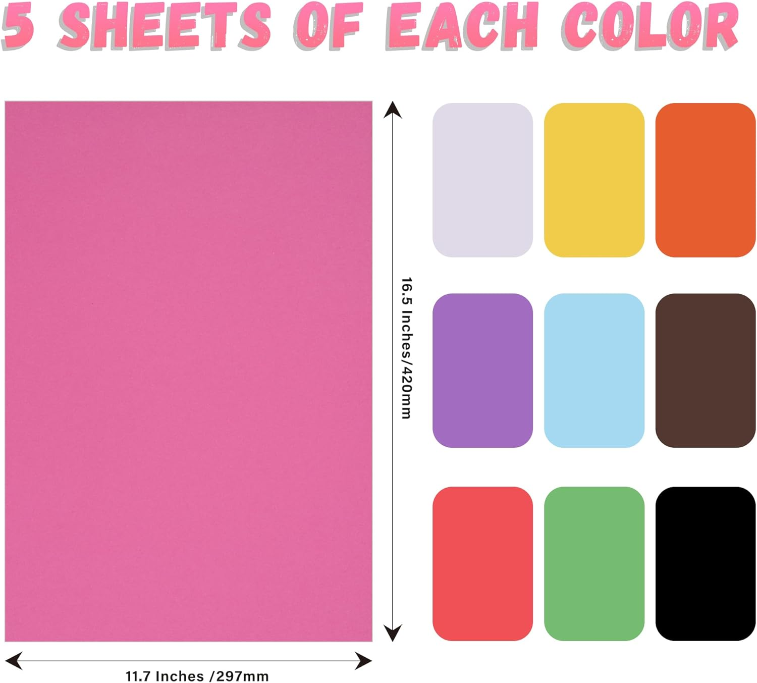 50 Pcs Poster Boards, Vints 11.7 * 16.5 Inches A3 Size 10 Assorted Colorful Poster Board Bright Blank Display Board for School Arts, Classroom Crafts, Exhibits and Notices