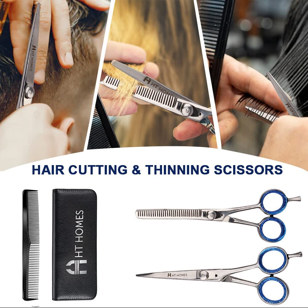 Professional Barber Scissors Set - Thinning Scissors & Shears Kit, 6.5 Inch Silver Hairdressing Shears, Japanese Stainless Steel for Salon with COMB. (6.5" Set of 3, Silver) image number 3