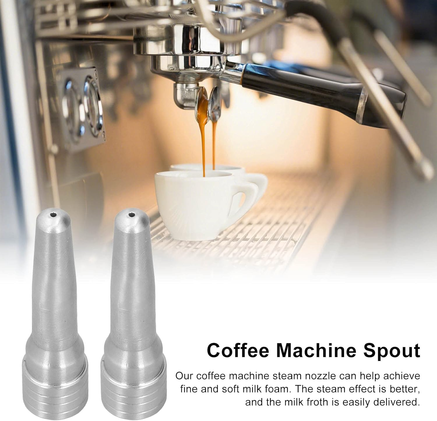 2Pcs Reusable Durable Coffee Machine Spout Espresso Coffee Machine Replacement Milk Foam Steam Nozzle, Stainless Steel Milk Foam Steam Nozzle for Home Kitchen Cafe Milk Tea Shop image number 5