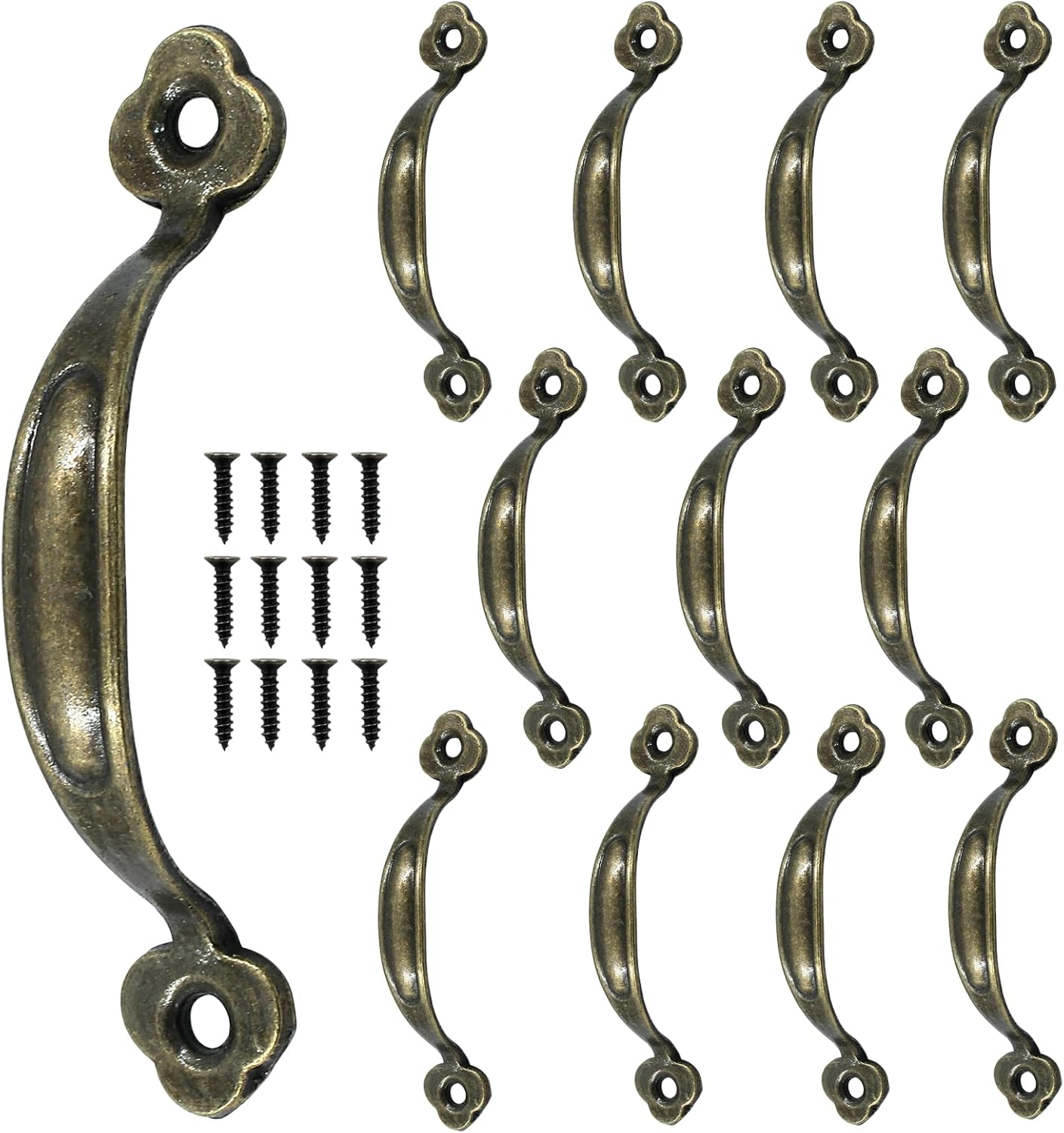 Hitefu 12Pcs 3 Inch Rustic Barn Door Handles, Bronze Vintage Metal Gate Pull Handle 2.6 Inch Hole to Hole, Plum Blossom Zinc Alloy Furniture Handle for Cabinet Garage Closet Drawer Cupboard Wardrobes image number 3