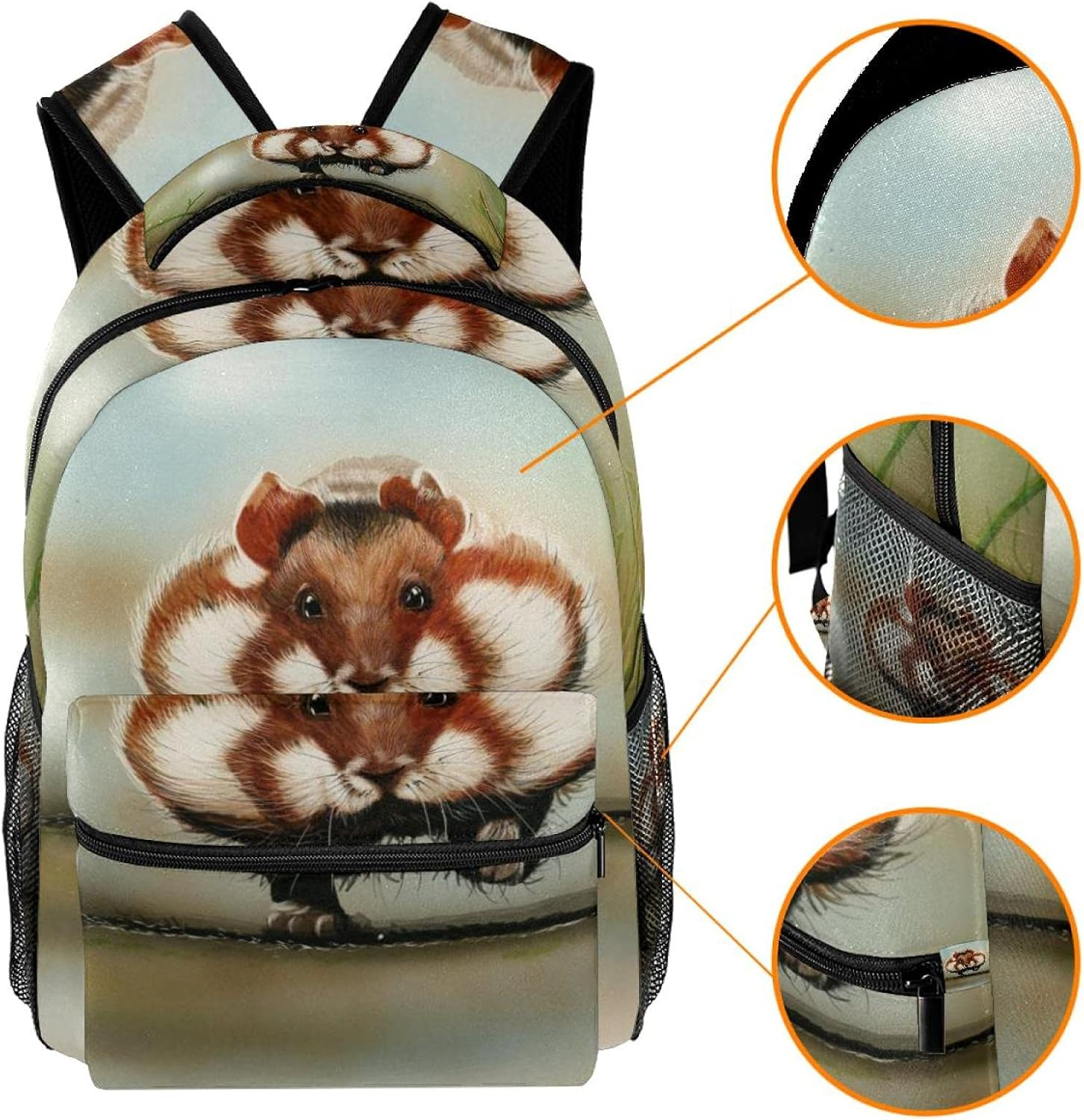 Hamster Backpack Students Shoulder Bags Travel Bag College School Tote Backpacks image number 1