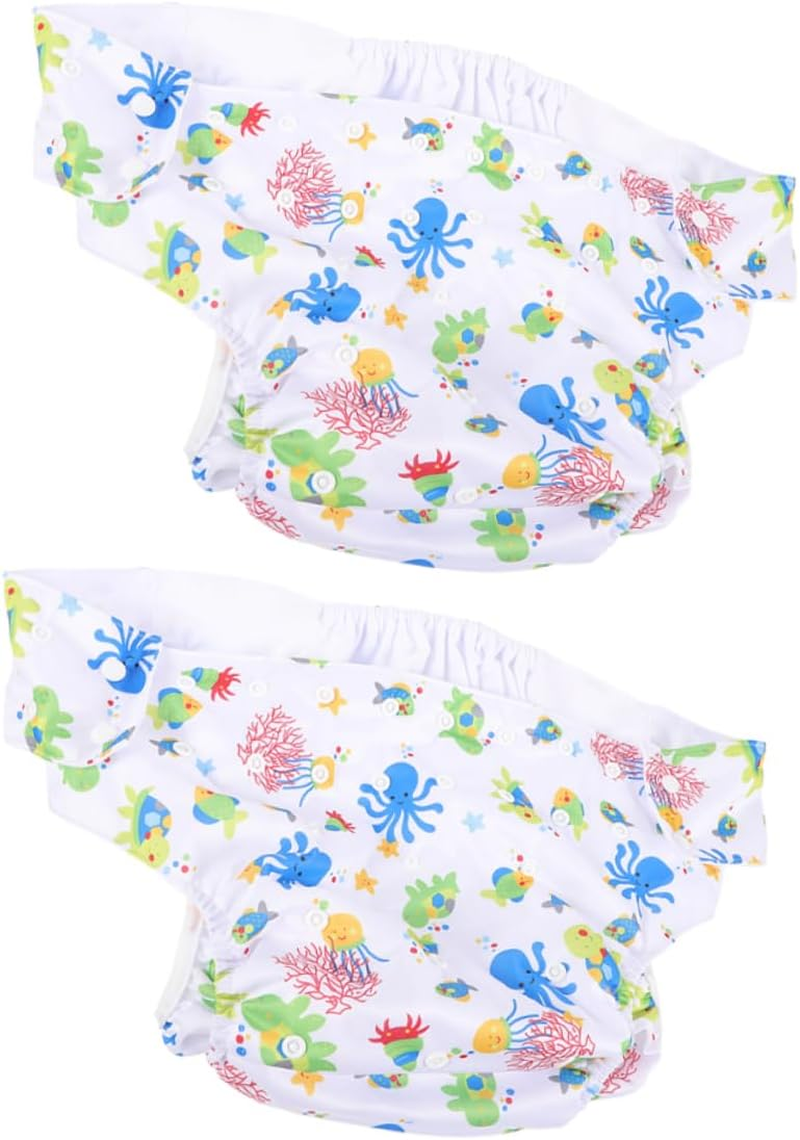 2Pcs Adjustable Reusable Adult Cloth Diapers with Snaps for Incontinence Leakproof Large Coverage Washable Swim Nappies for Seniors Disability Postpartum Care