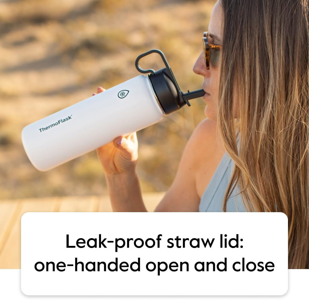 Thermoflask Stainless Steel Kids 14Oz Straw Bottle 2Pk Harborgrey,Denim image number 1